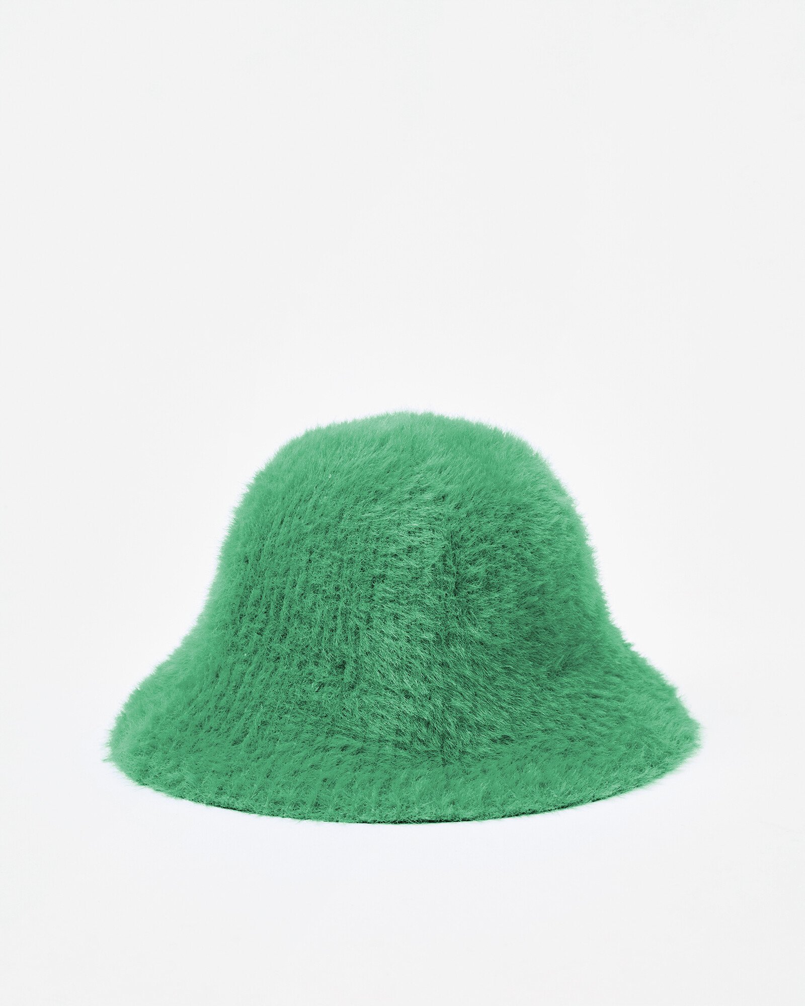 Green Fluffy Knitted Bucket Hat