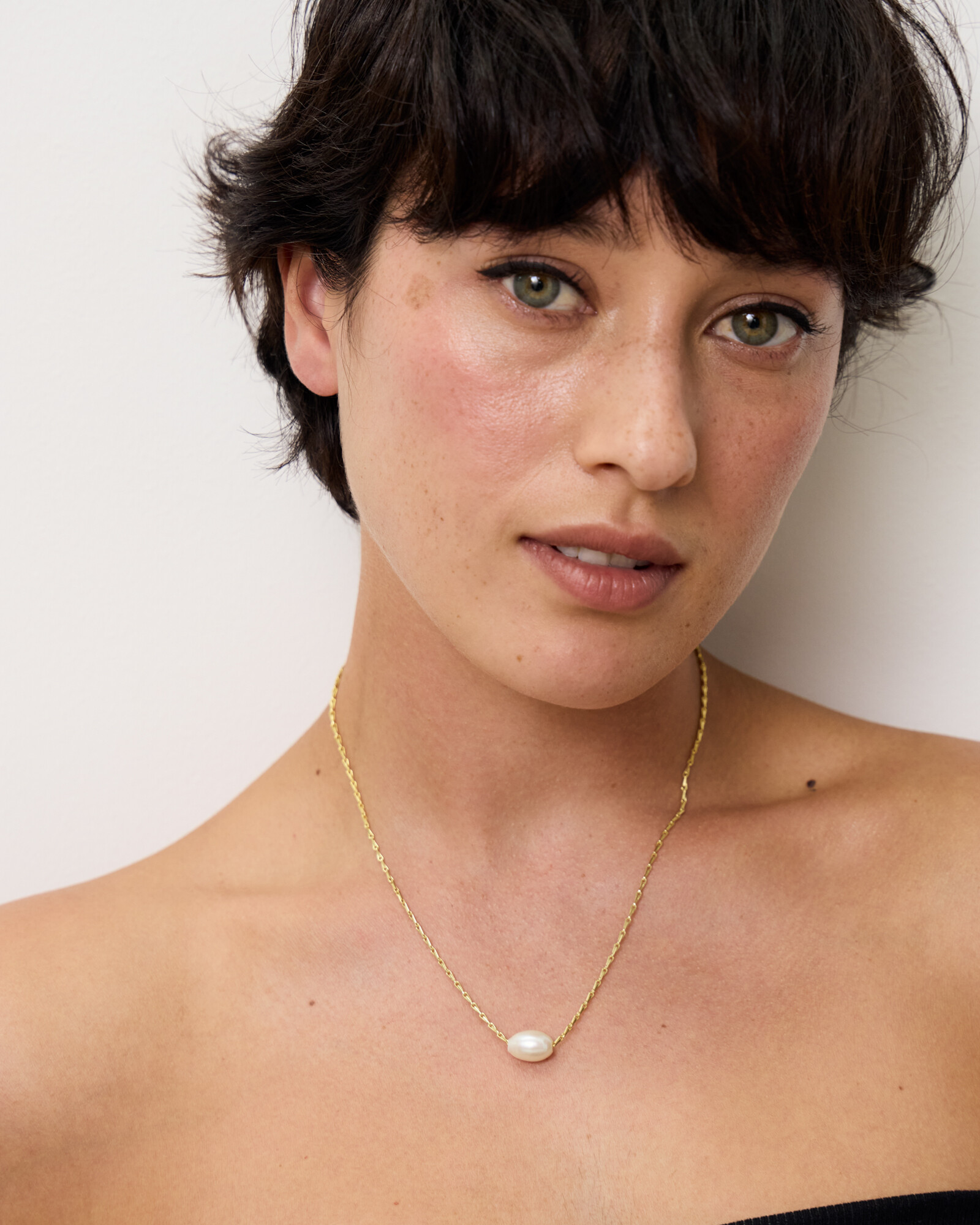 Lulu Freshwater Pearl Thread Through Gold Plated Pendant Necklace