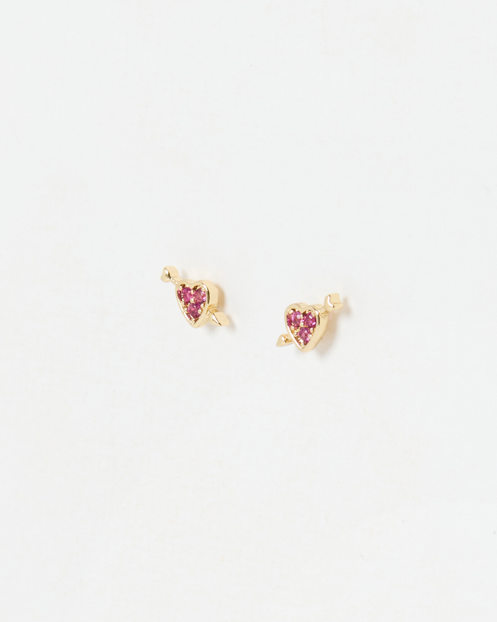 Amara Mini Heart & Arrow Stud Earrings