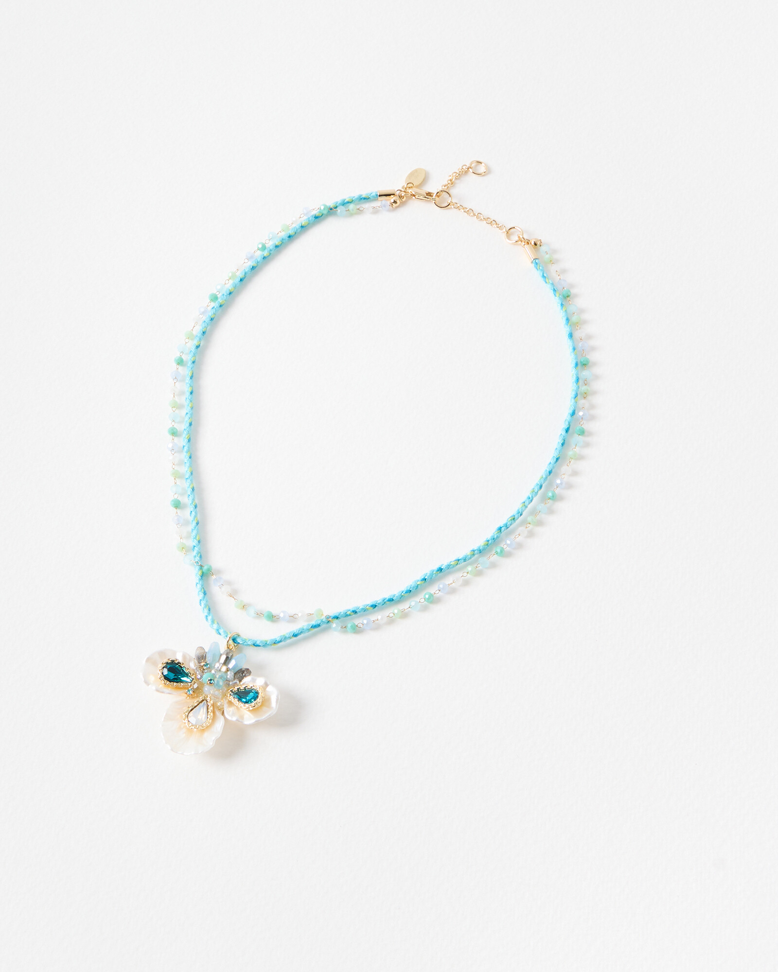 Serena Beaded Flower Layered Faux Pearl Necklace