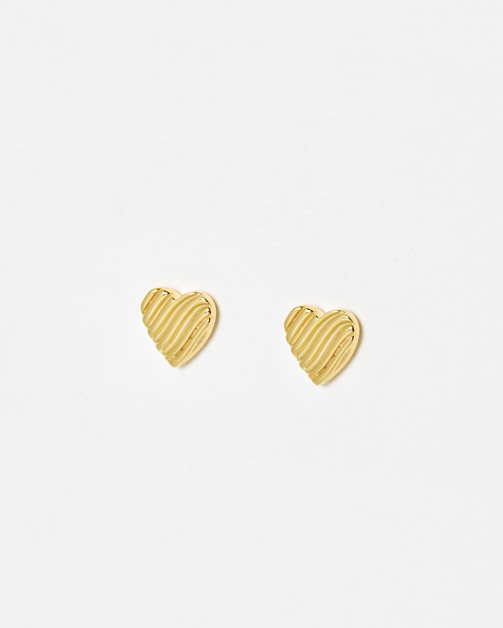 Veda Wavy Lines Gold Plated Heart Earrings