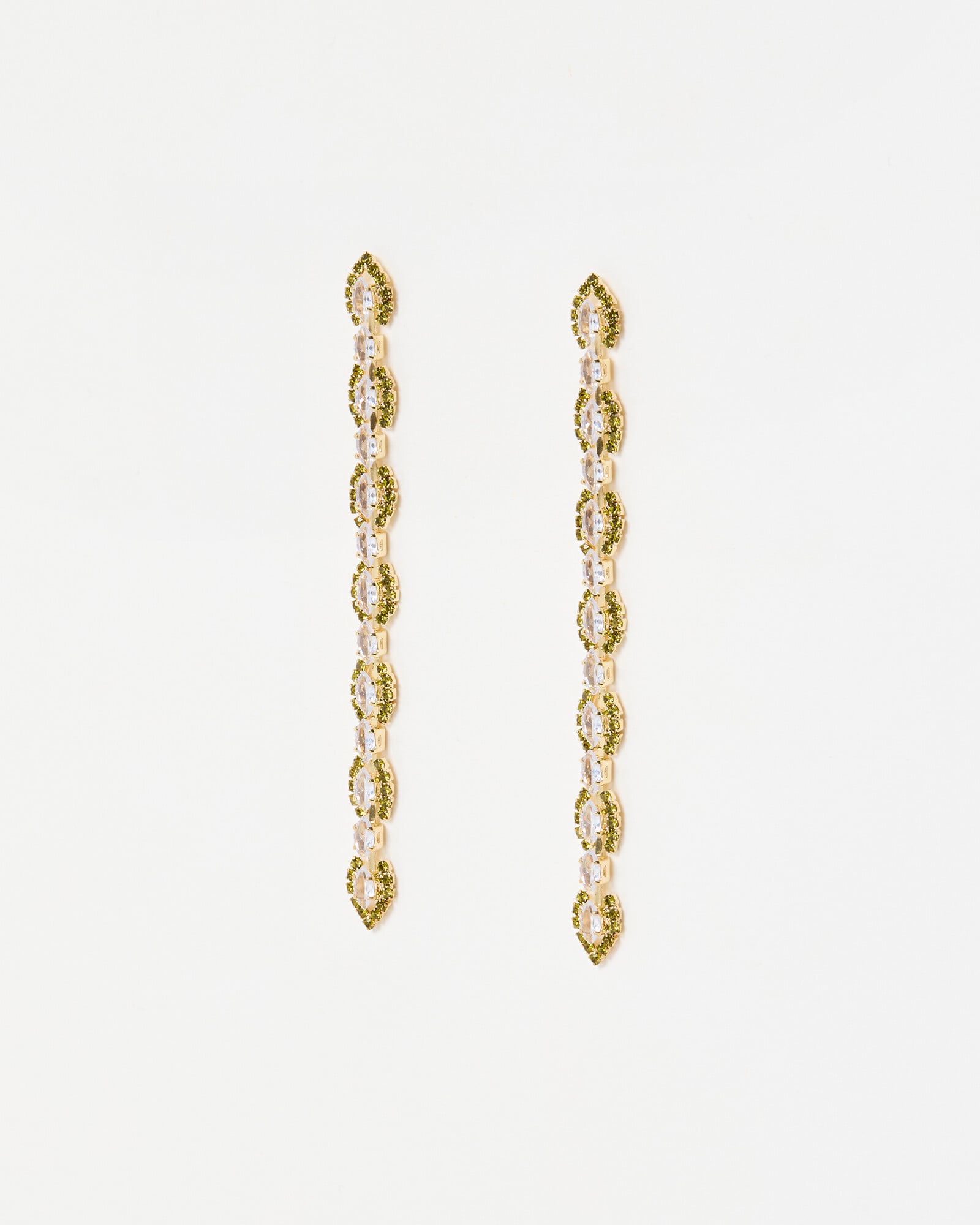 Emmeline Clear & Green Stone Statement Earrings