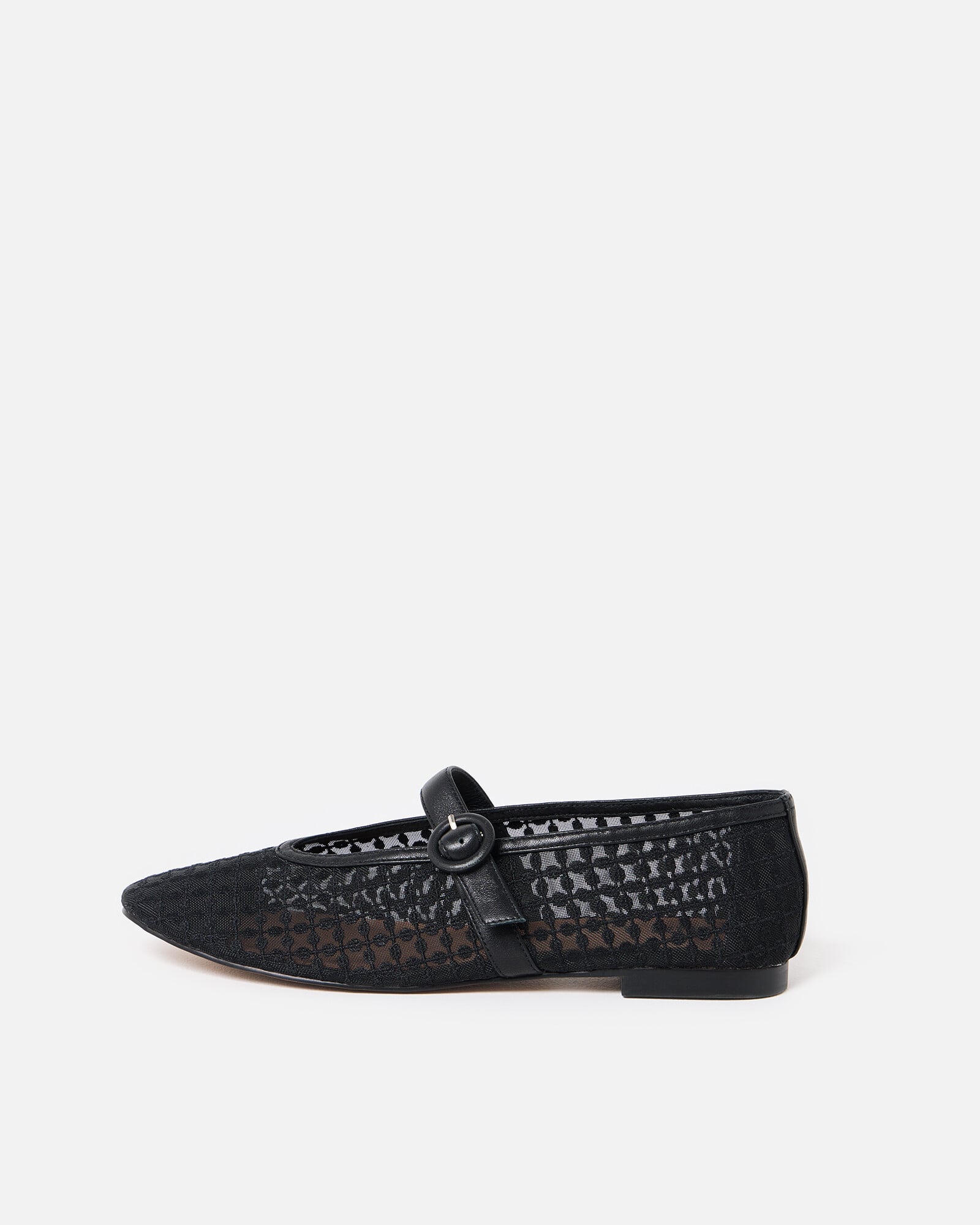 Bibi Lou Liana Black Floral Mesh Mary Janes
