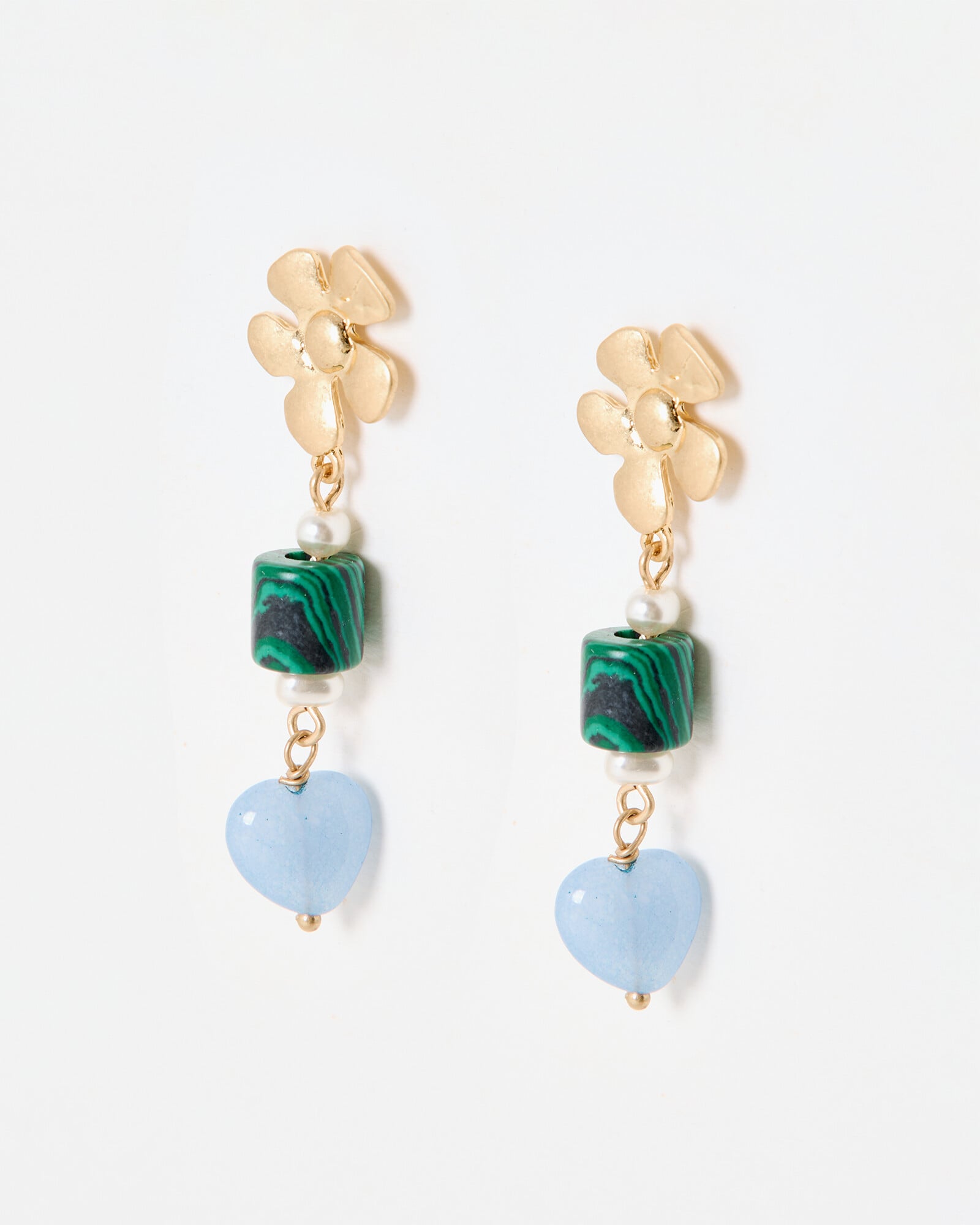 Analeigh Tiered Bead & Flower Drop Earrings
