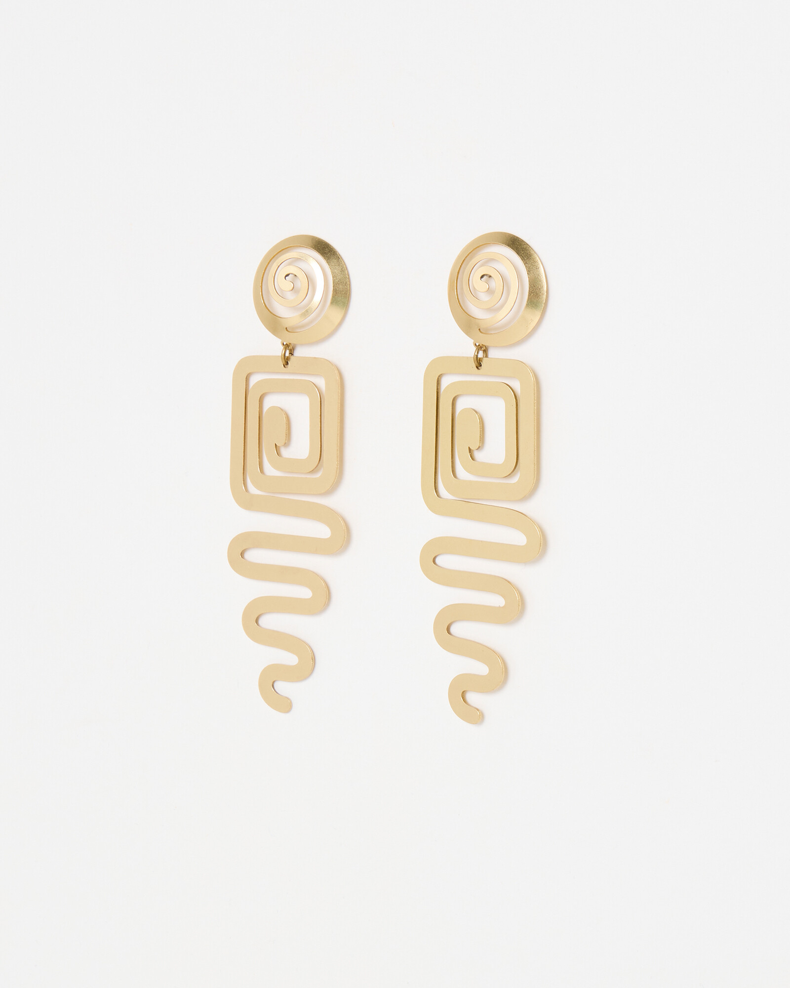 Yumi Brass Spiral Gold Tone Statement Earrings