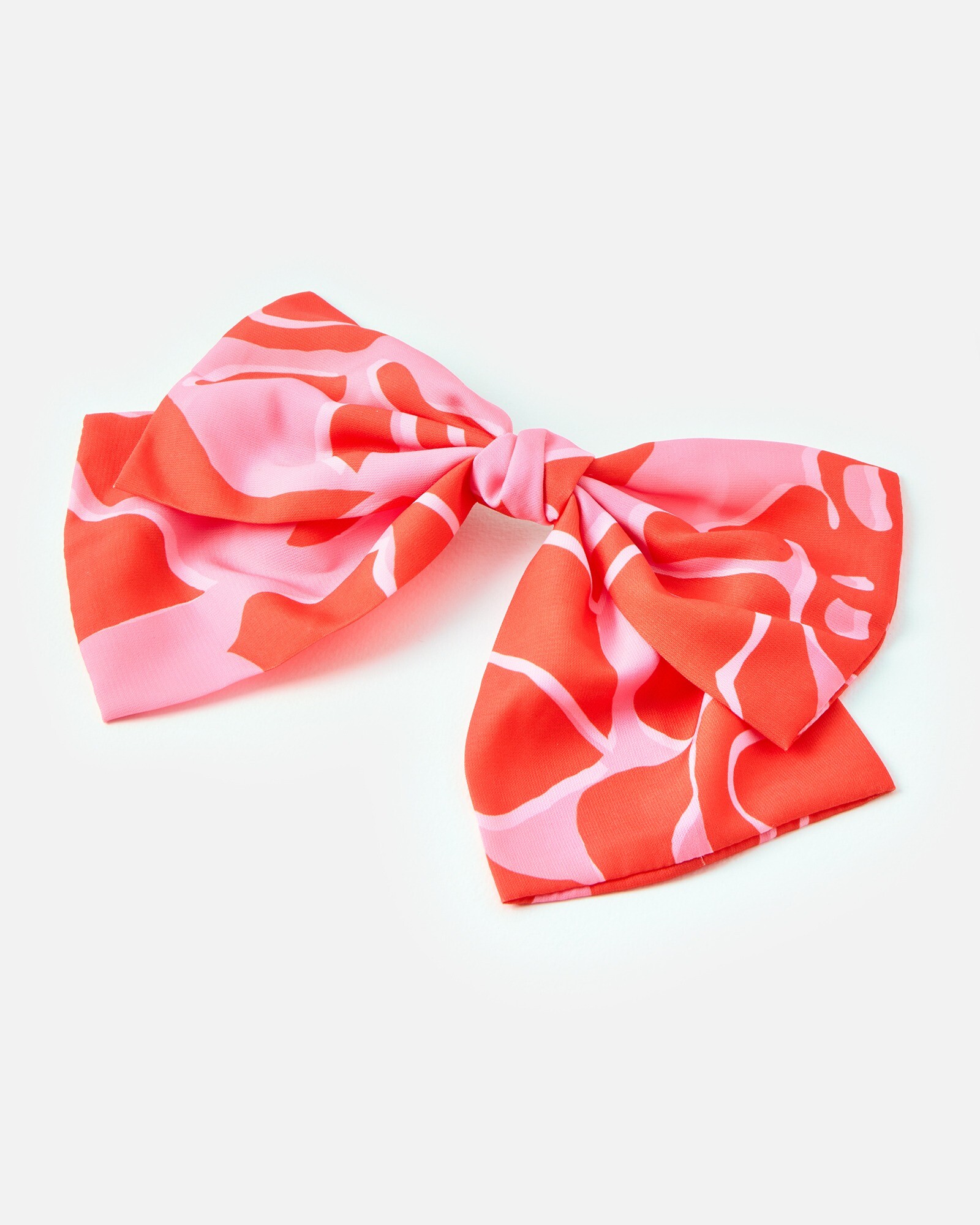 Red & Pink Abstract Hair Bow Clip