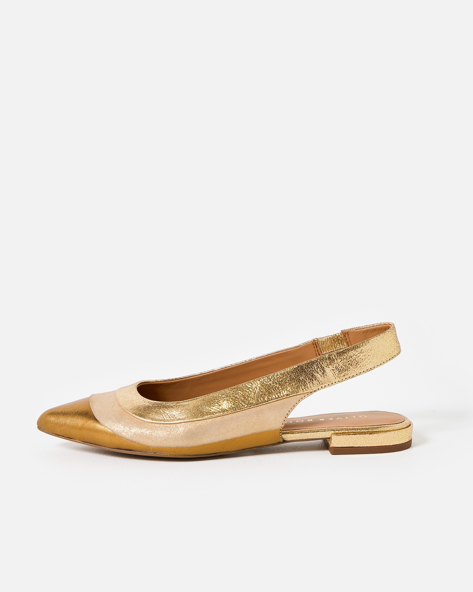 Mixed Gold Metallic Pointed Slingbacks