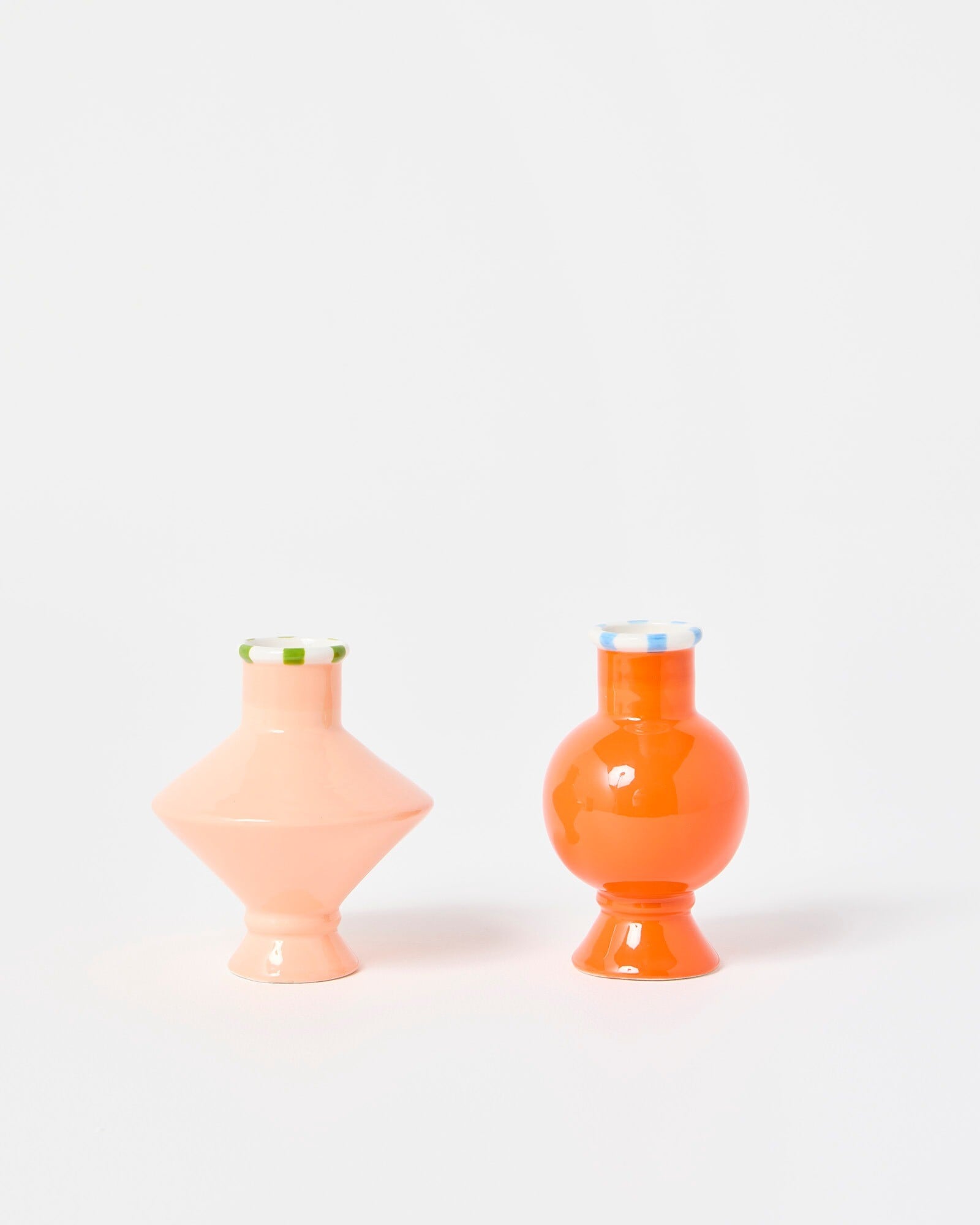 Pink & Orange Ceramic Bud Vases Set of Two