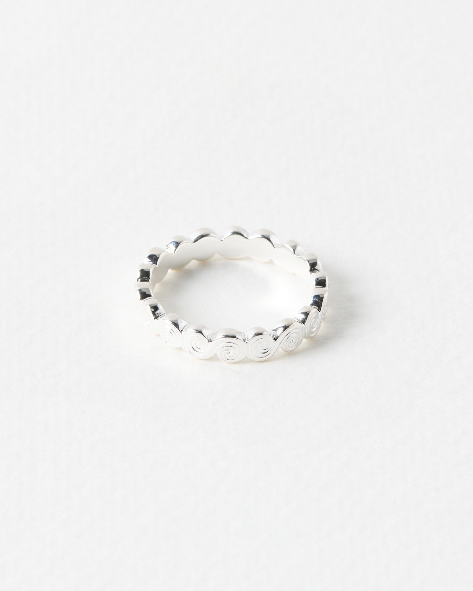 Clodagh Engraved Swirl Sterling Silver Ring