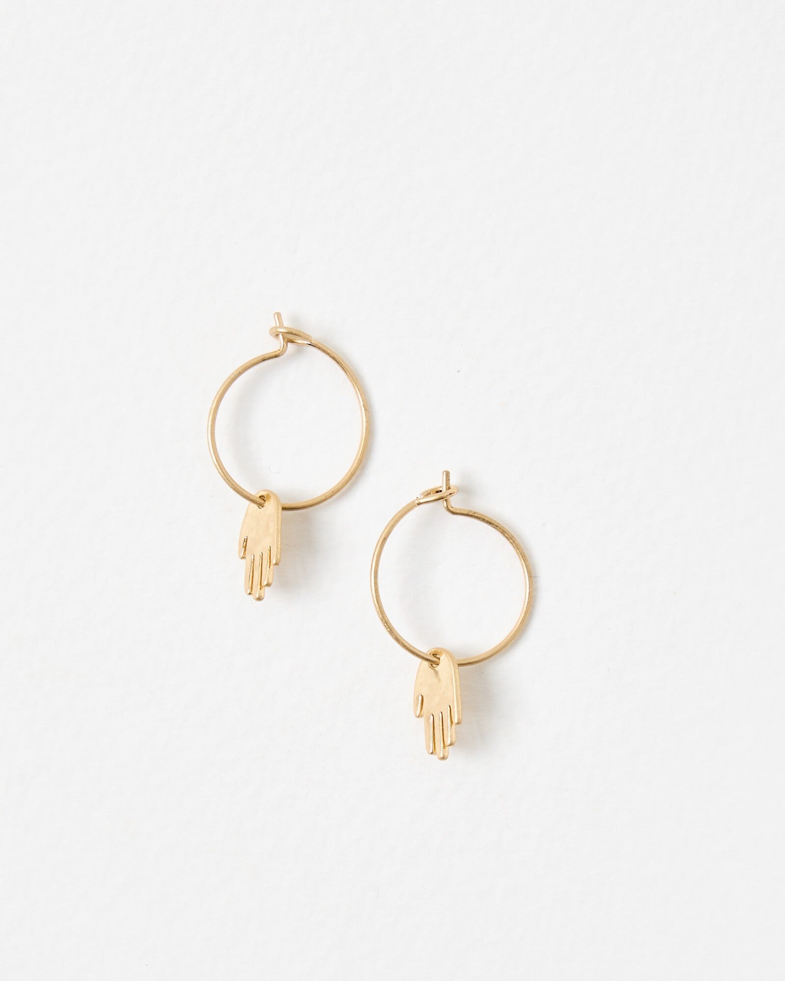 Toca Gold Tone Hand Charm Hoop Earrings