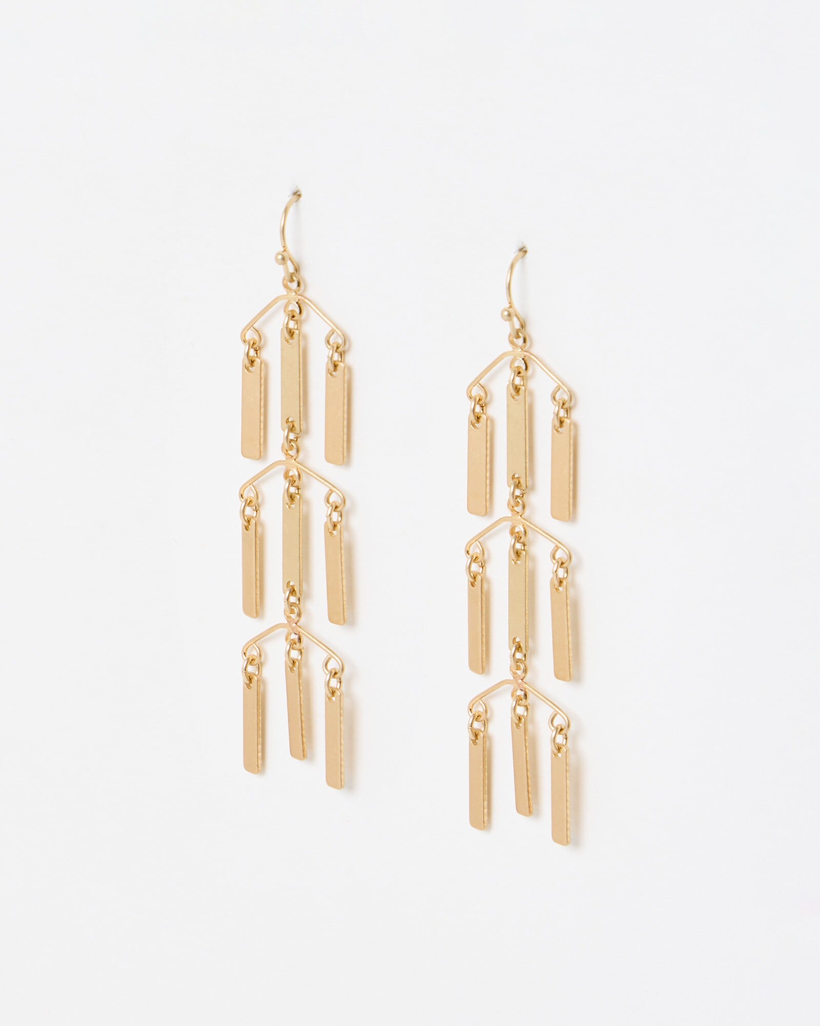 Tari Bar Charm Gold Tone Chandelier Earrings