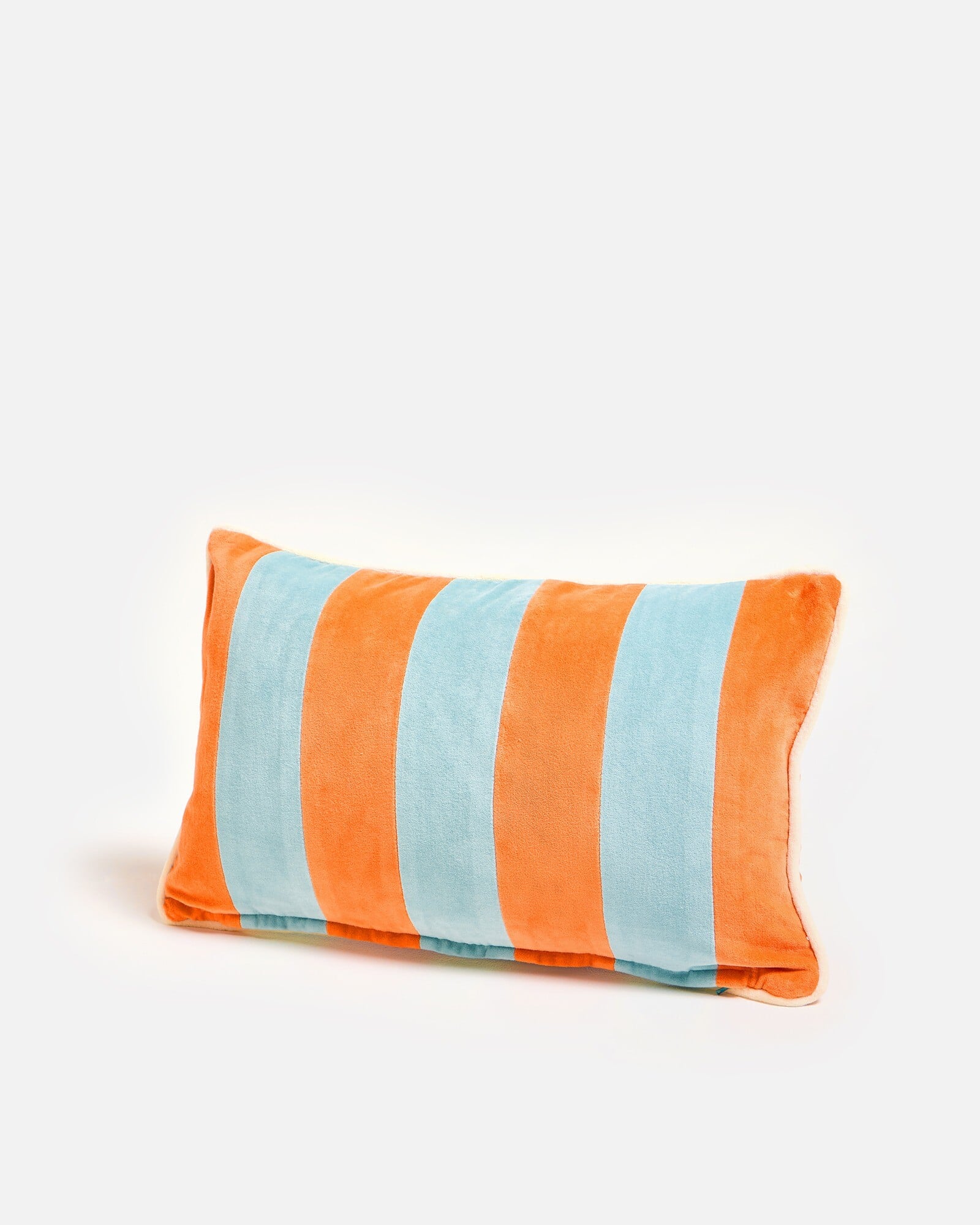 Orange & Blue Striped Velvet Rectangular Cushion Cover 30x50cm