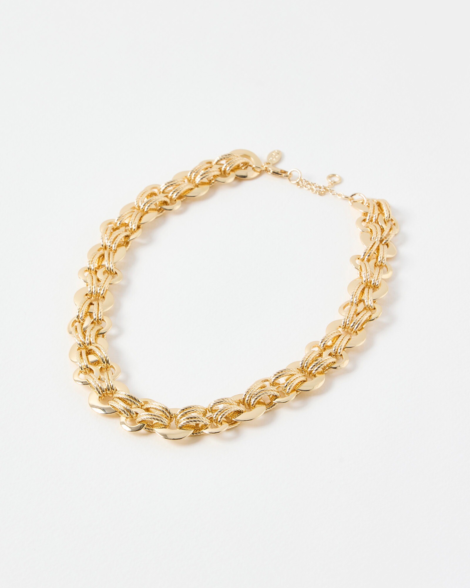 Mariah Texture Interlocked Loops Gold Tone Collar Necklace