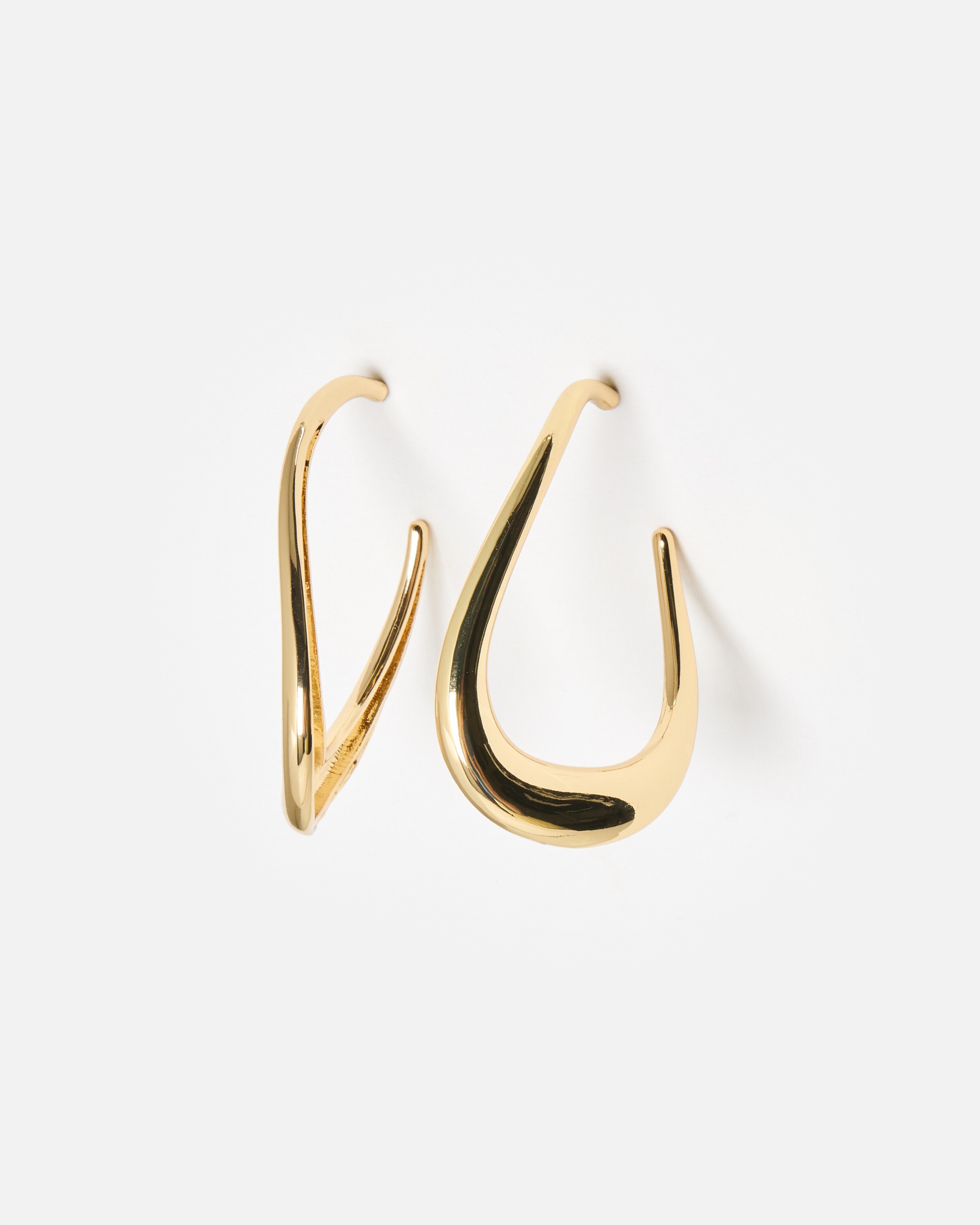 Kahara Warped Shiny Gold Tone Large Hoop Earrings