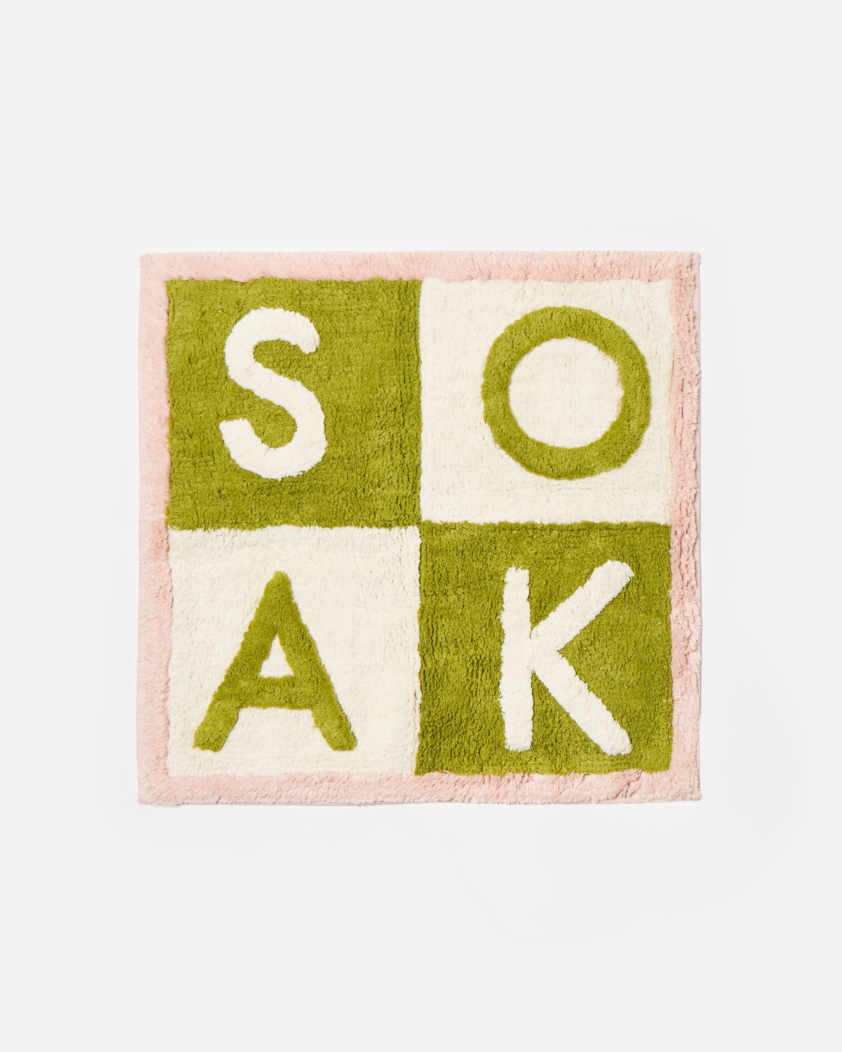 Green Tile Soak Square Bath Mat