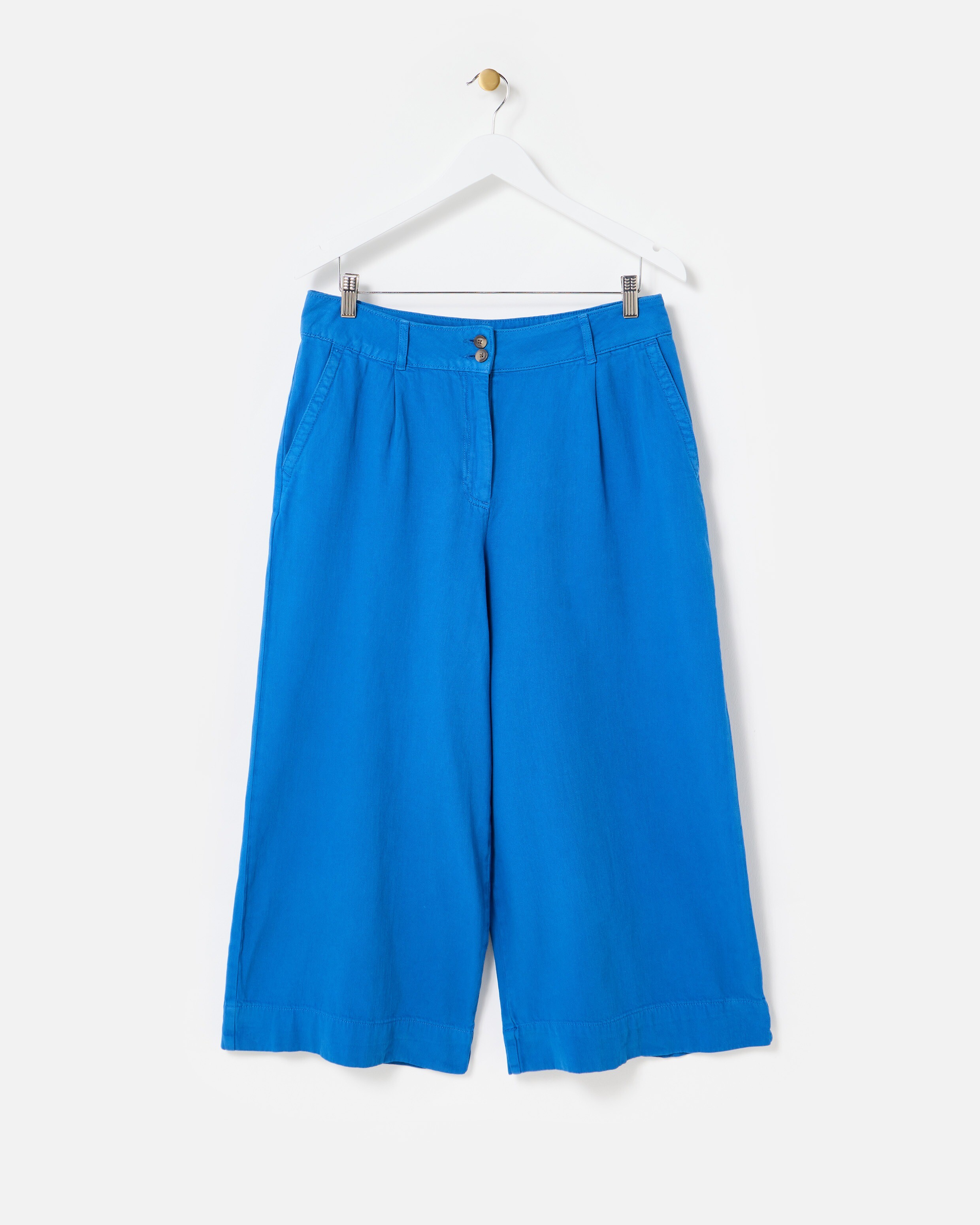 Cobalt Blue Cropped Wide Leg Trousers