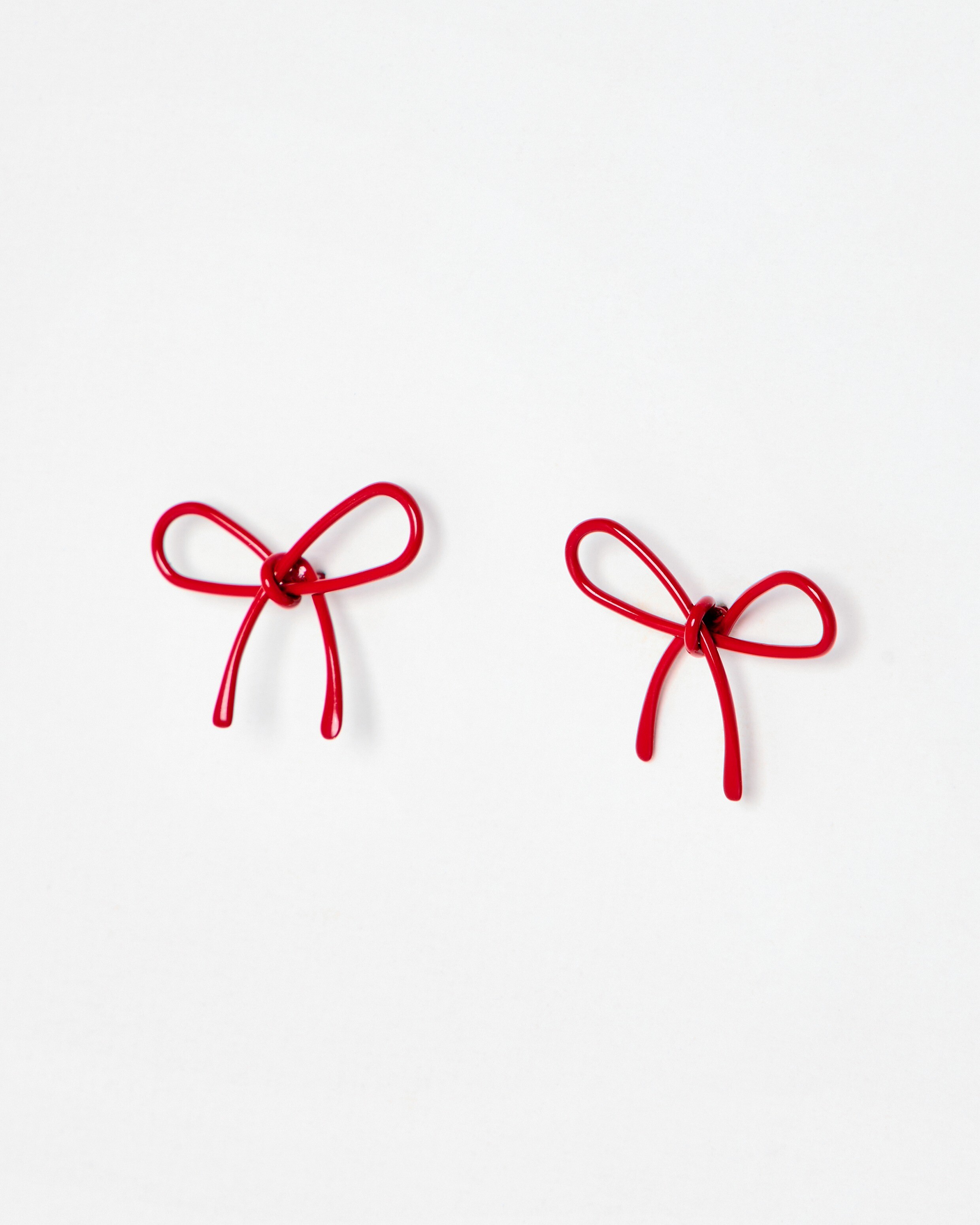 Polly Red Enamel Bow Stud Earrings