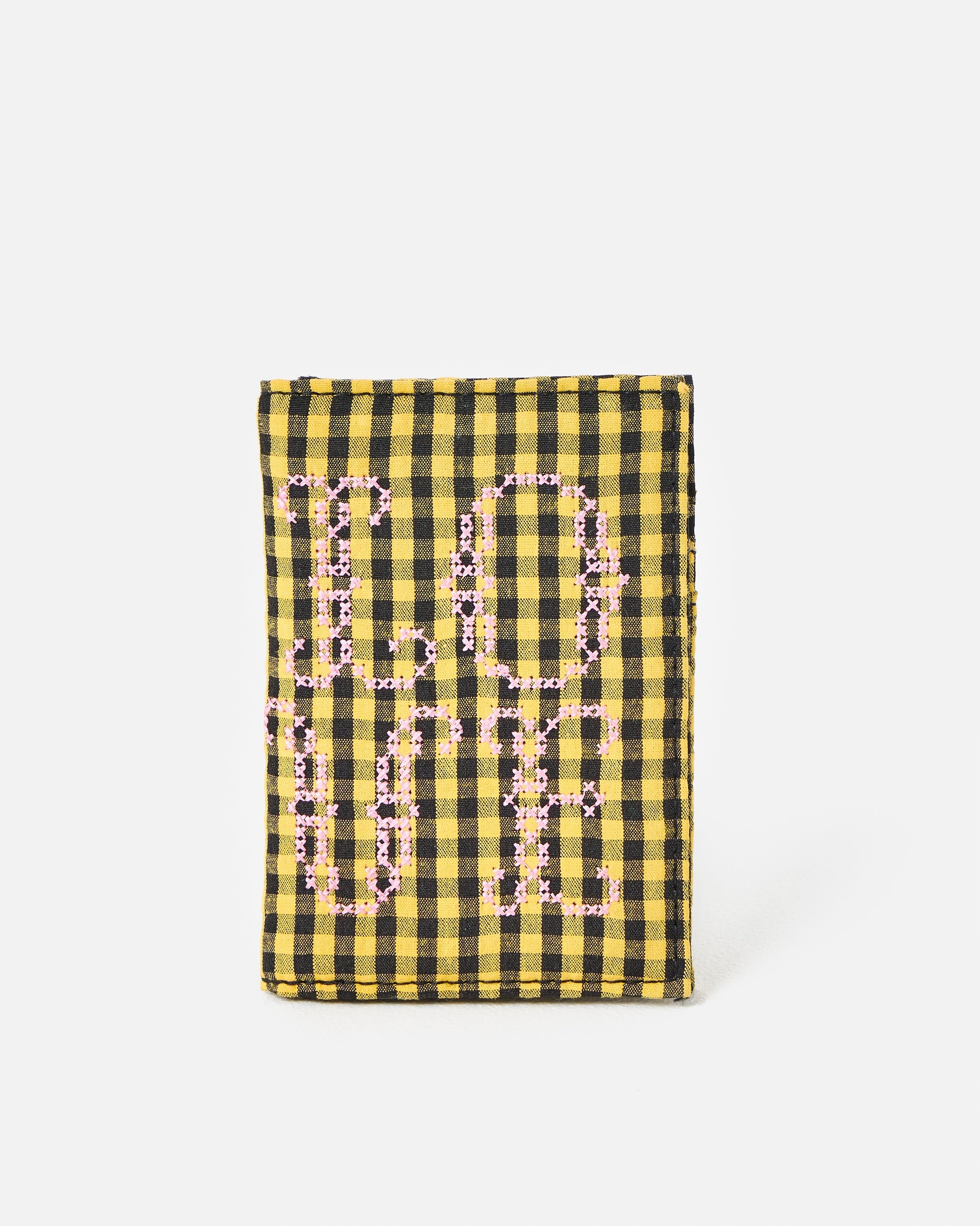 Yellow & Black Gingham Love Cross Stitch Card Holder