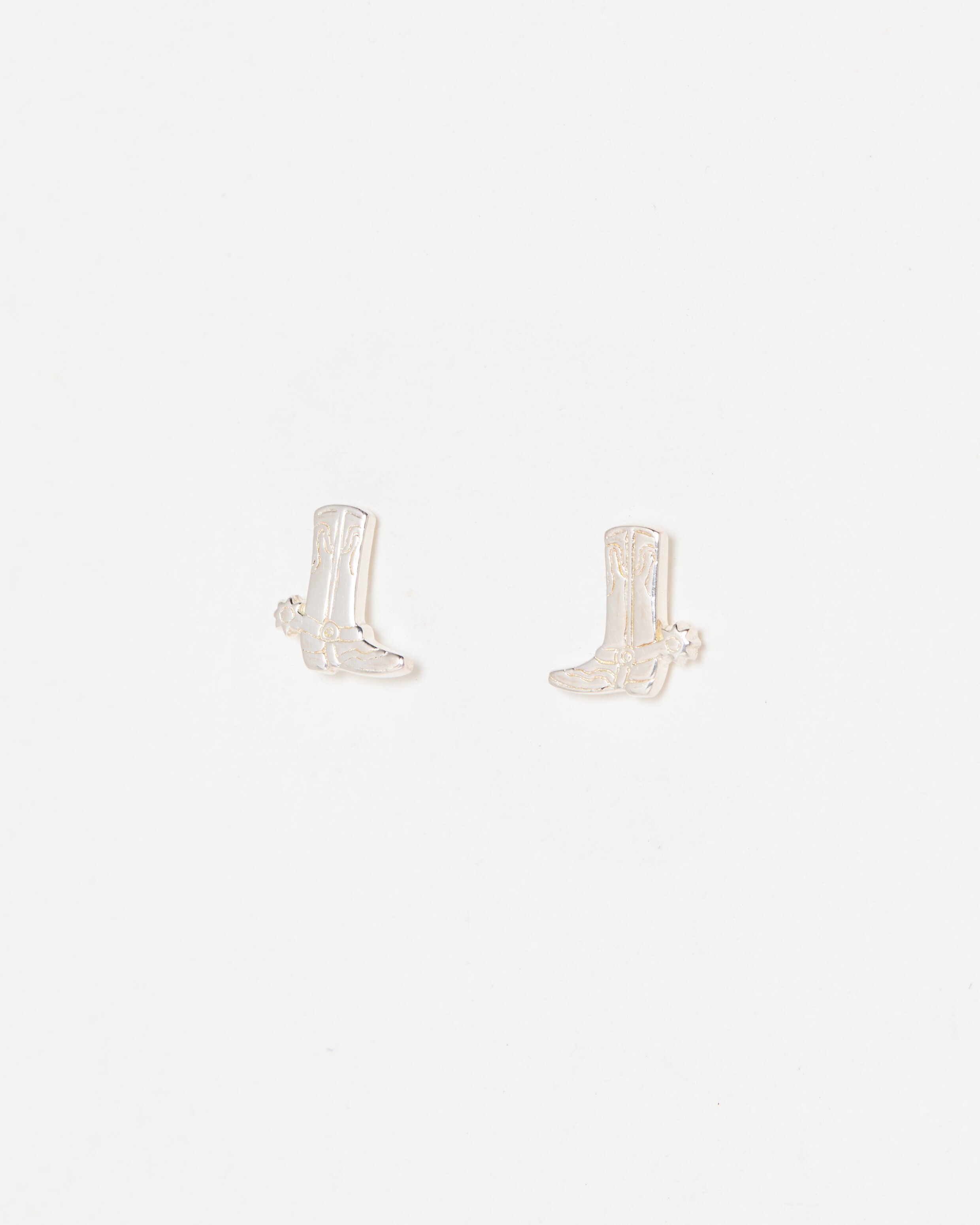Cowboy Boots Silver Stud Earrings