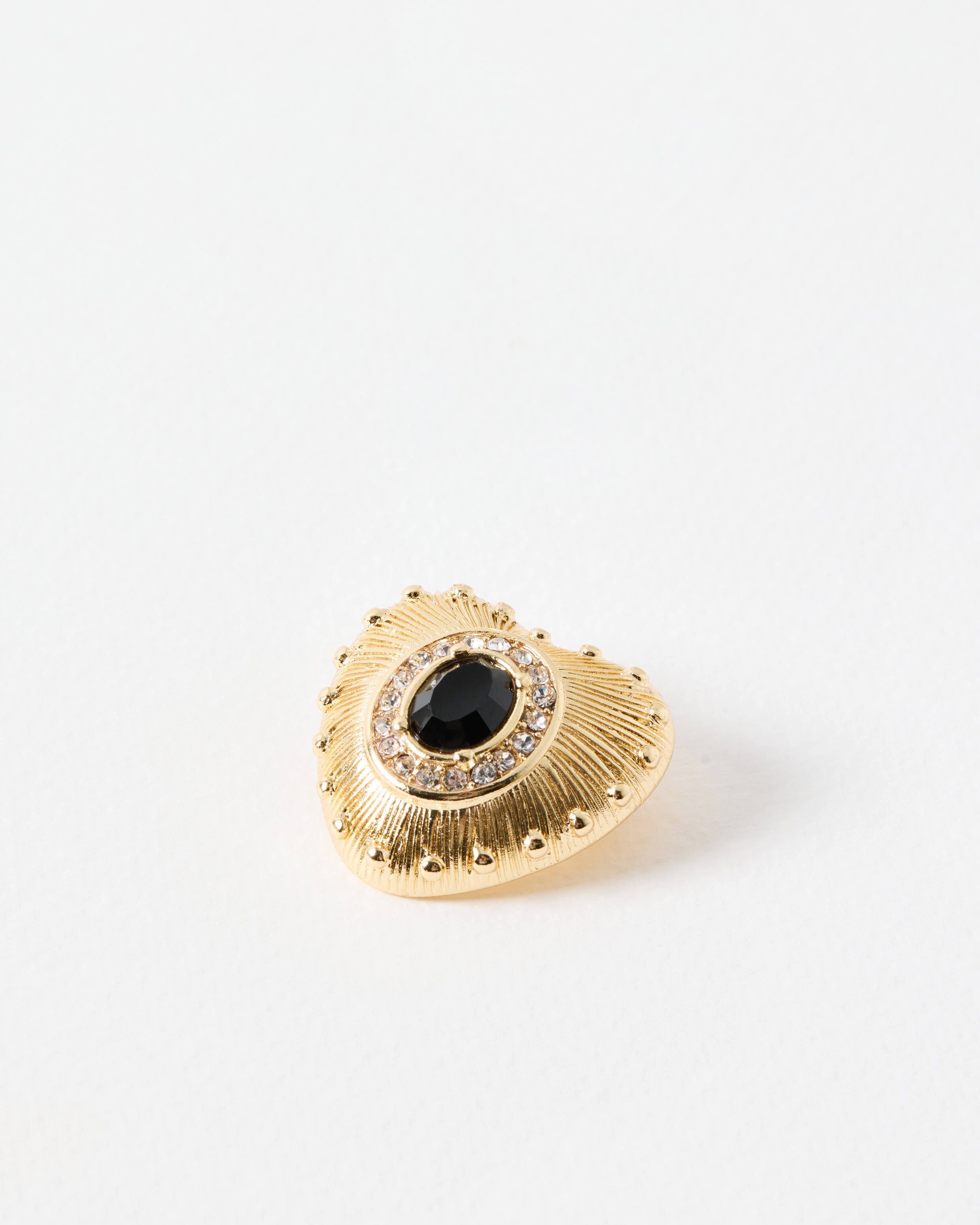 Claudette Line Stone Gold Tone Heart Brooch