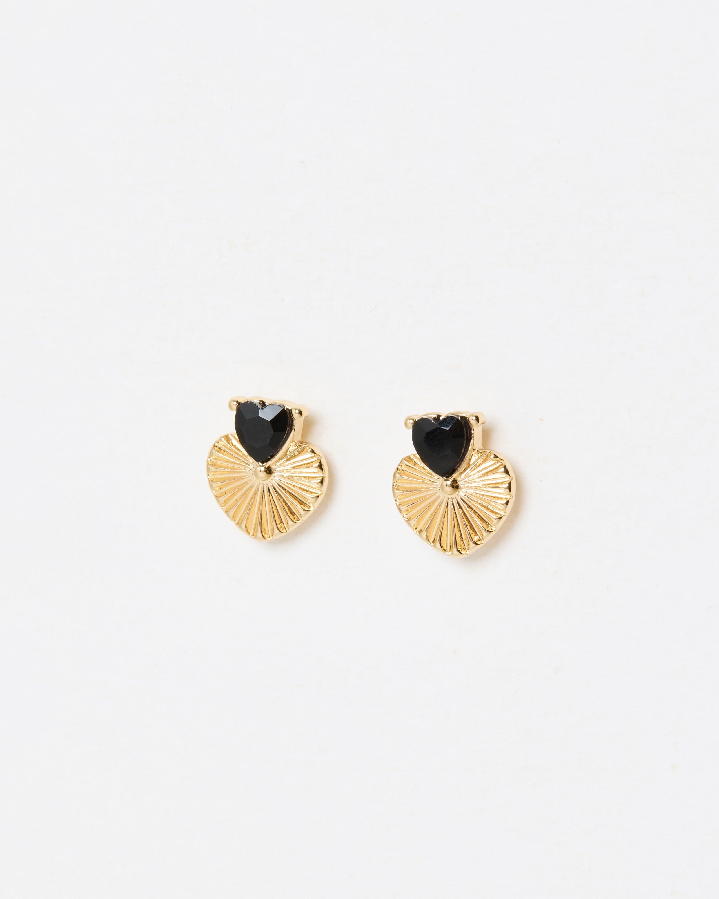 Marlow Stone Gold Tone Heart Stud Earrings