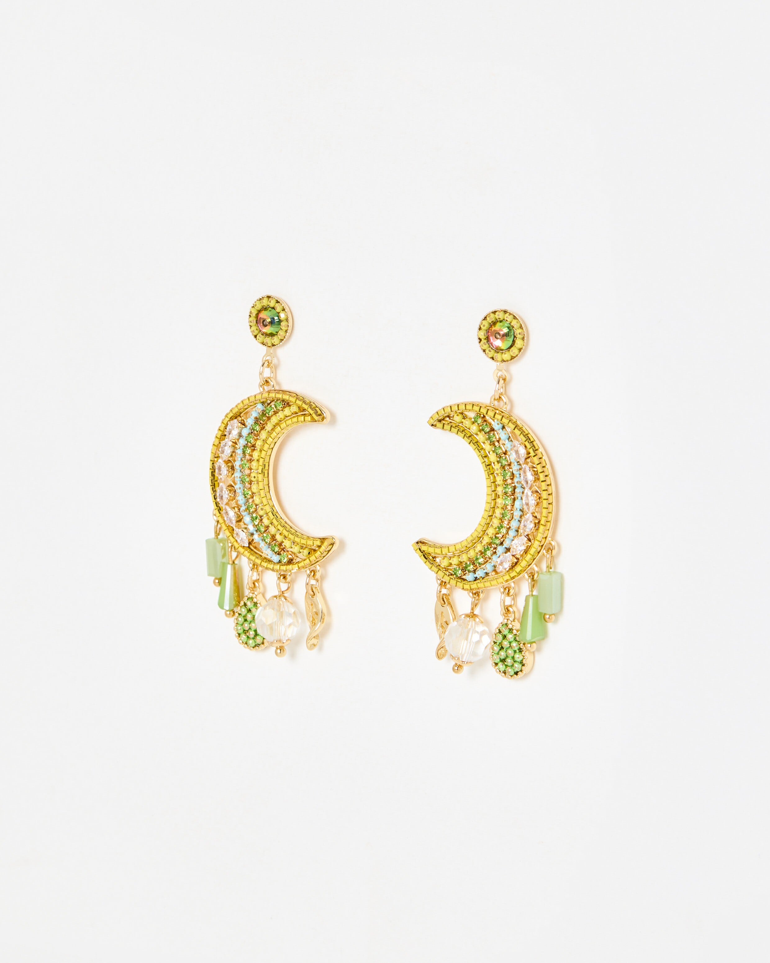 Julie Beaded Moon & Charm Statement Drop Earrings