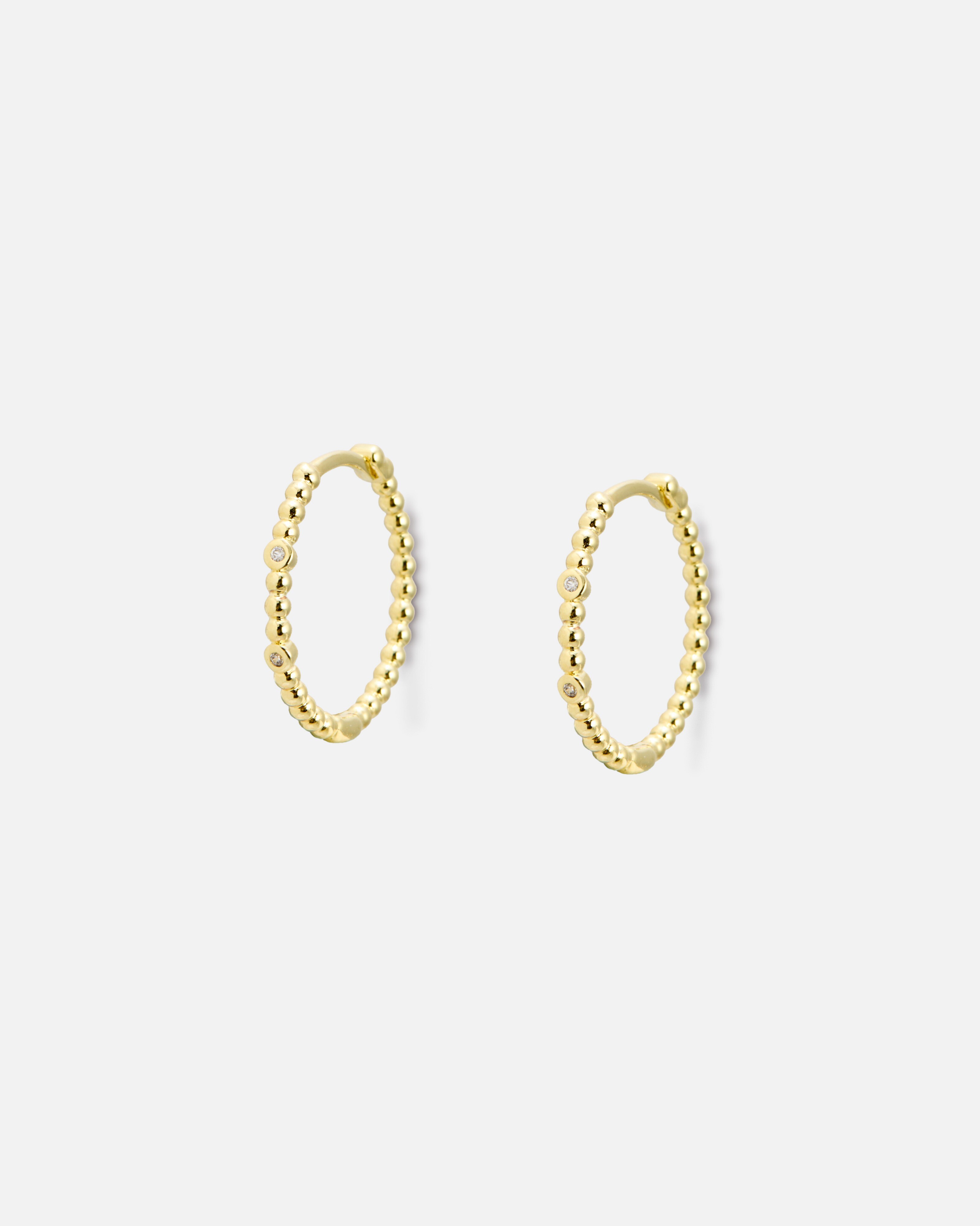 Yara Ball Textured Gold Plated Large Huggie Hoop Earrings
