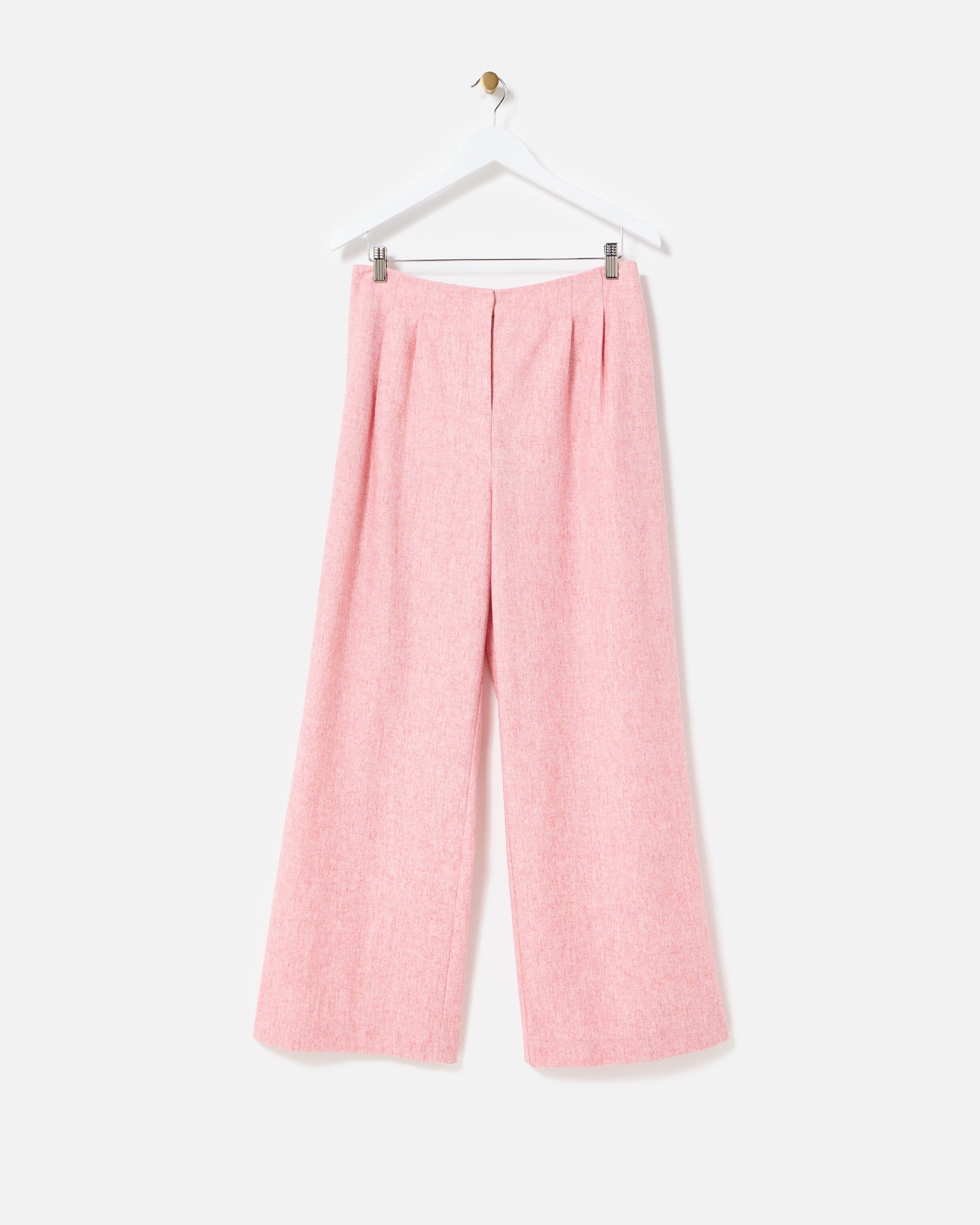 Light Pink Wool Blend Wide Leg Trousers