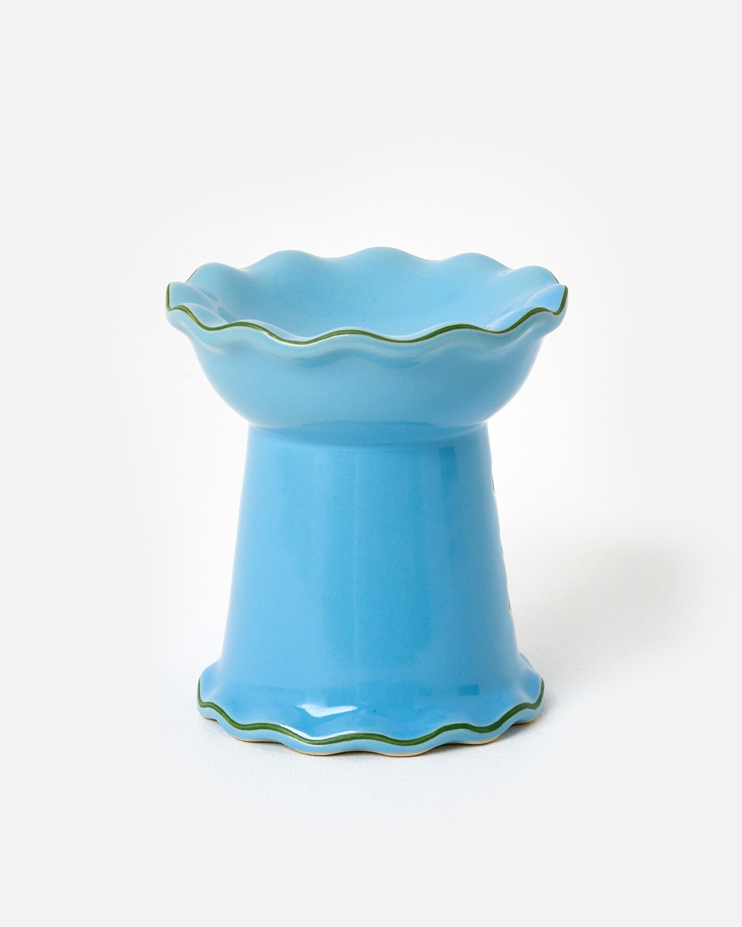 Blue Ceramic Ruffle Oil Burner