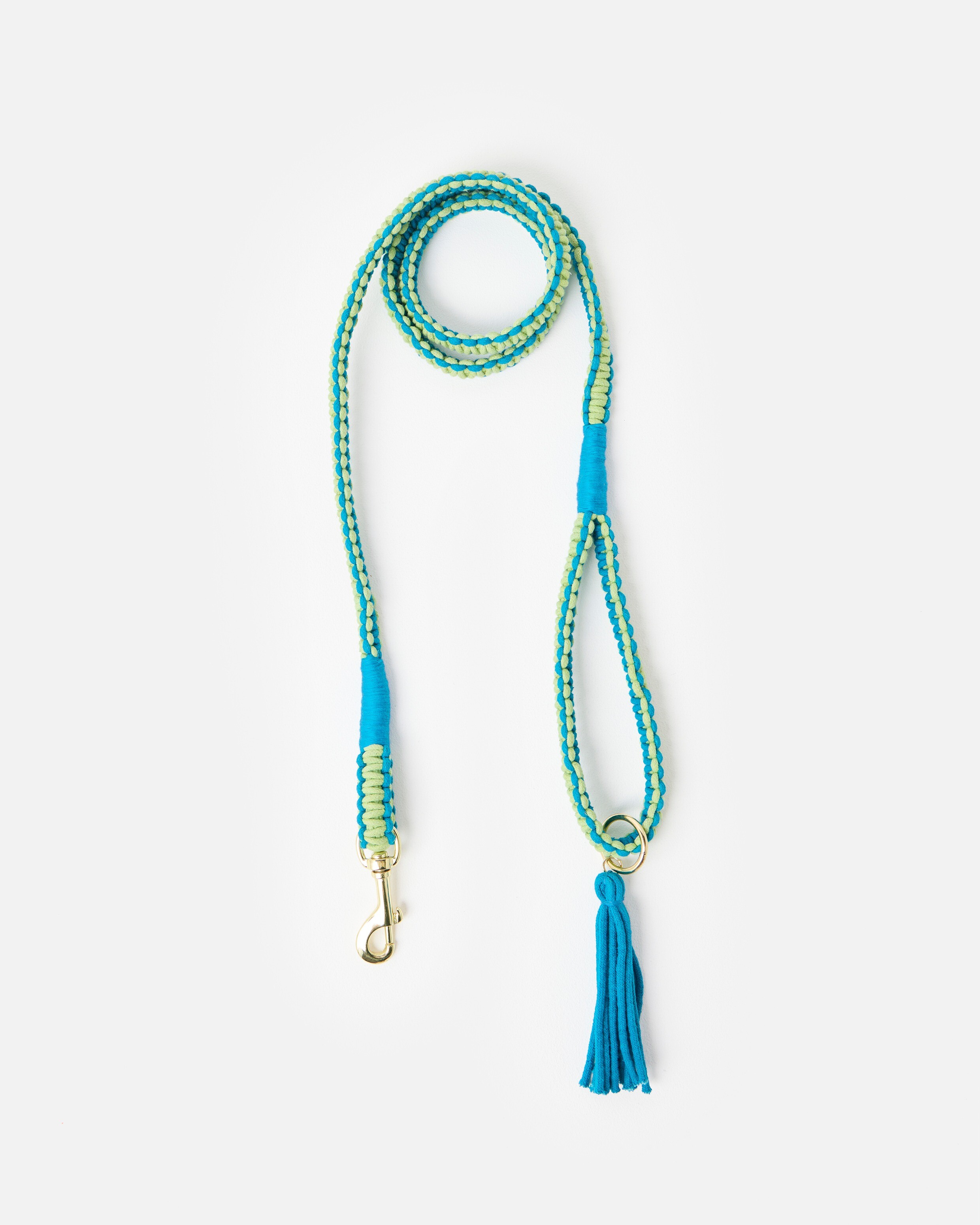 Blue & Green Macramé Pet Lead