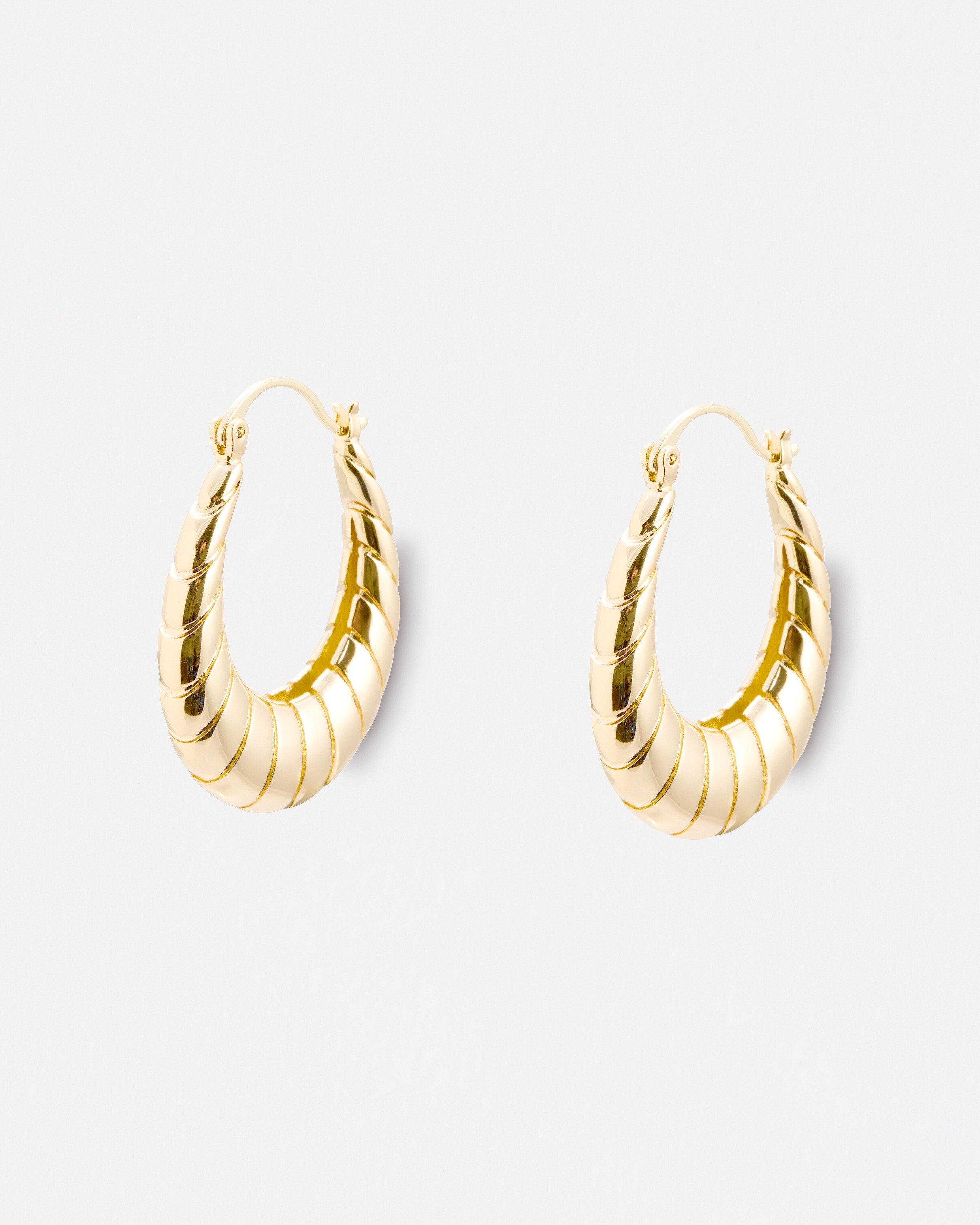 Noelina Line Gold Tone Oval Hoop Earrings