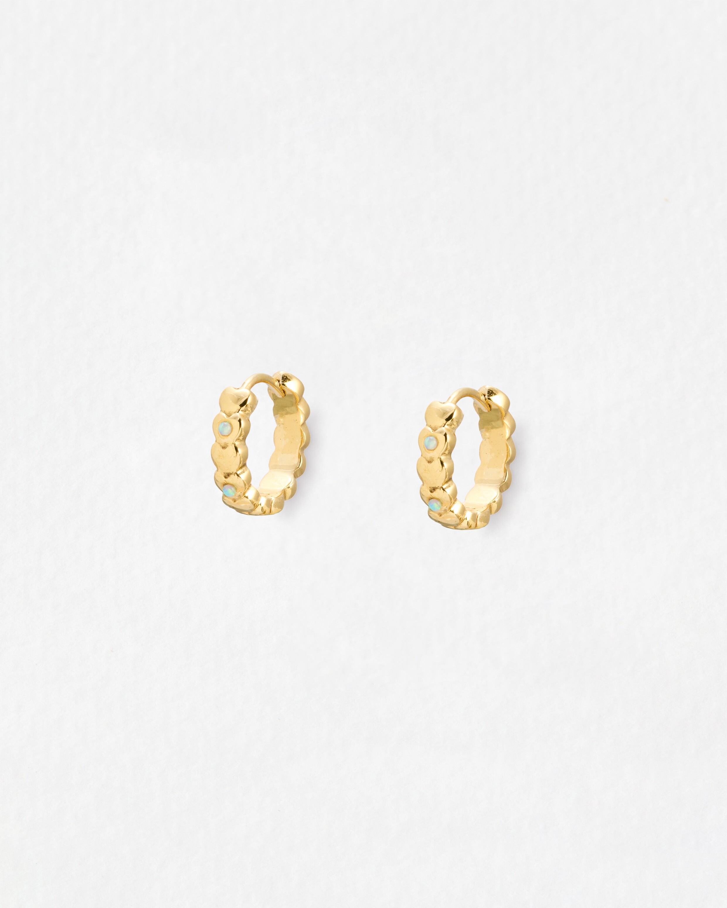 Mabel Opalite Heart Gold Plated Hoop Earrings