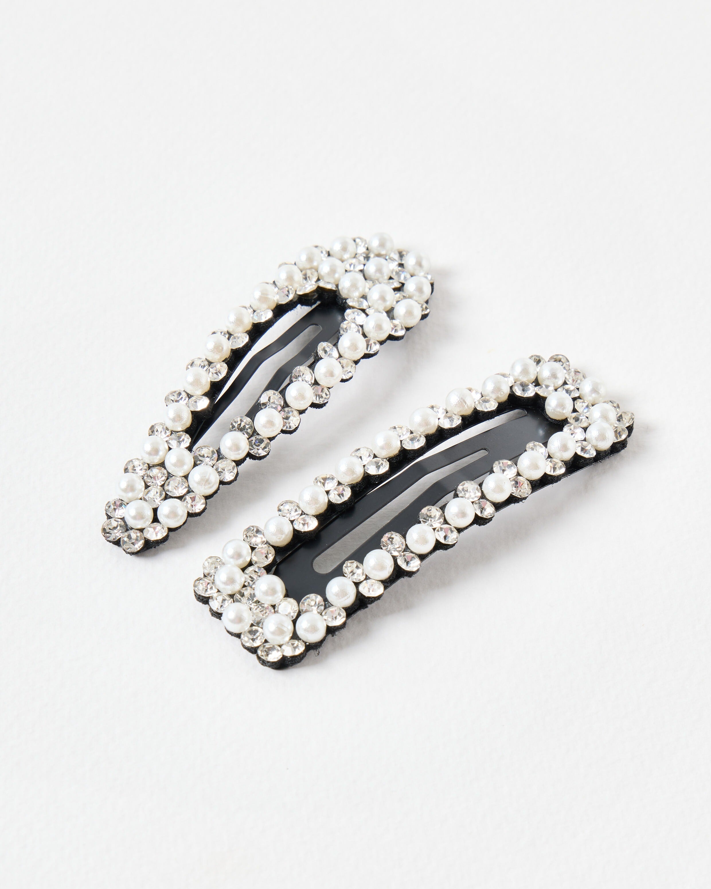 Bryony Faux Pearl & Stone Hair Clips Set of Two