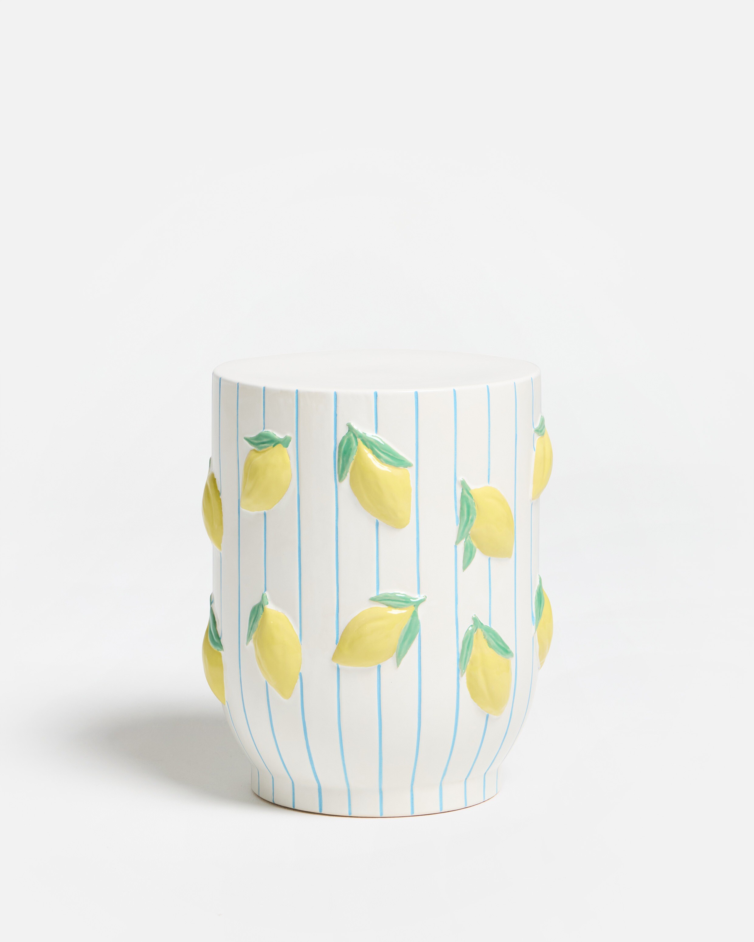Lemon Striped Ceramic Side Table