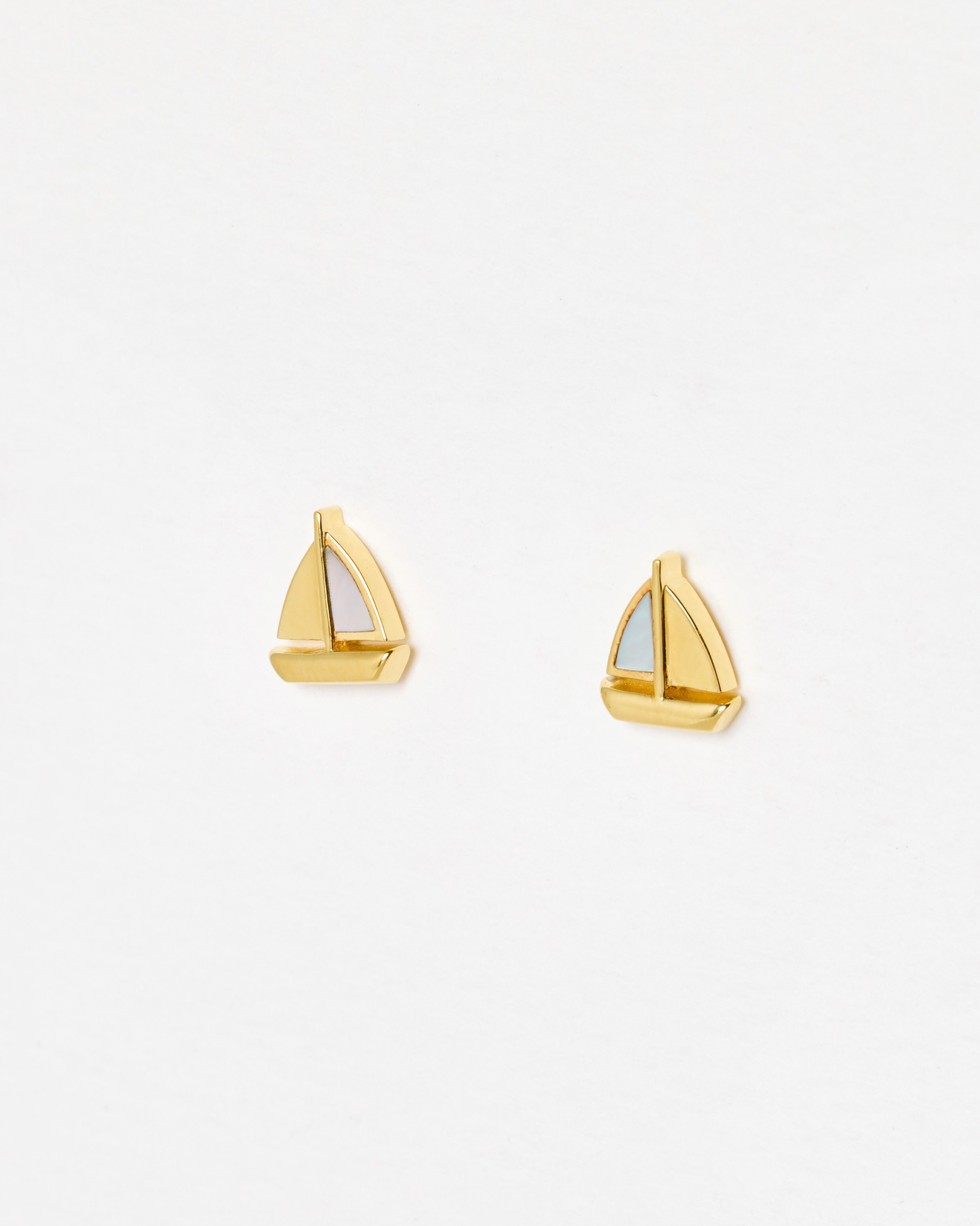 Marina Mother of Pearl Sailboat Gold Plated Stud Earrings