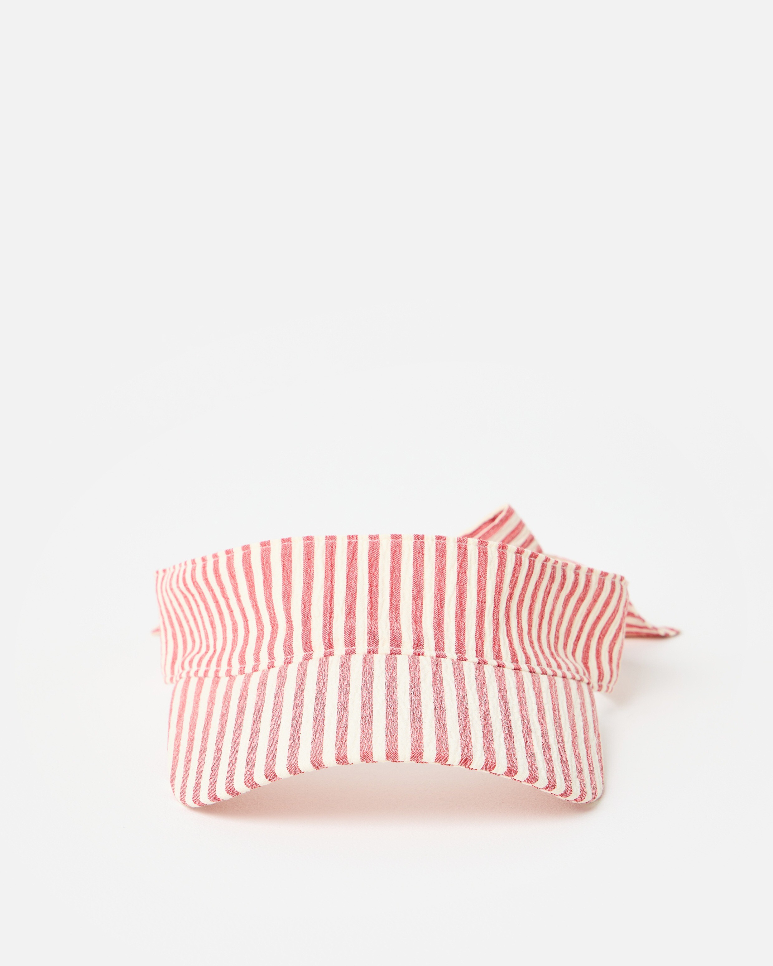 Red Striped Bow Sun Visor Hat