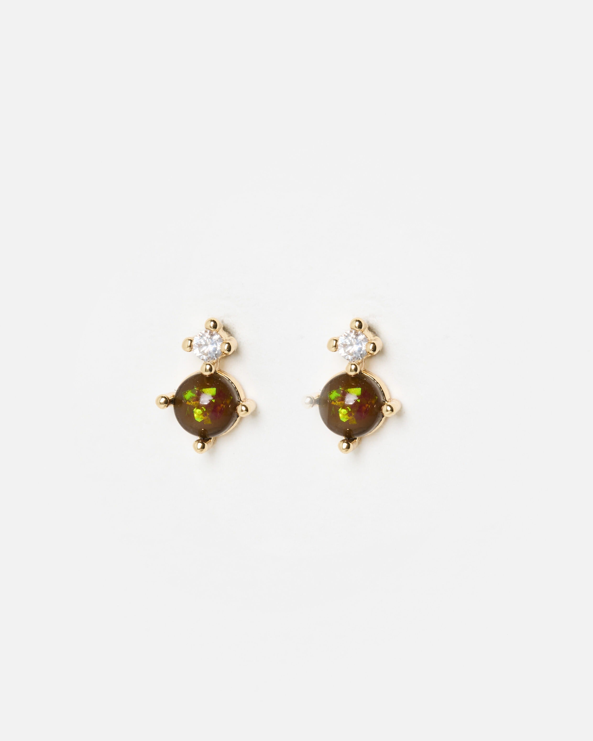 Evie Brown Double Stone Stud Earrings