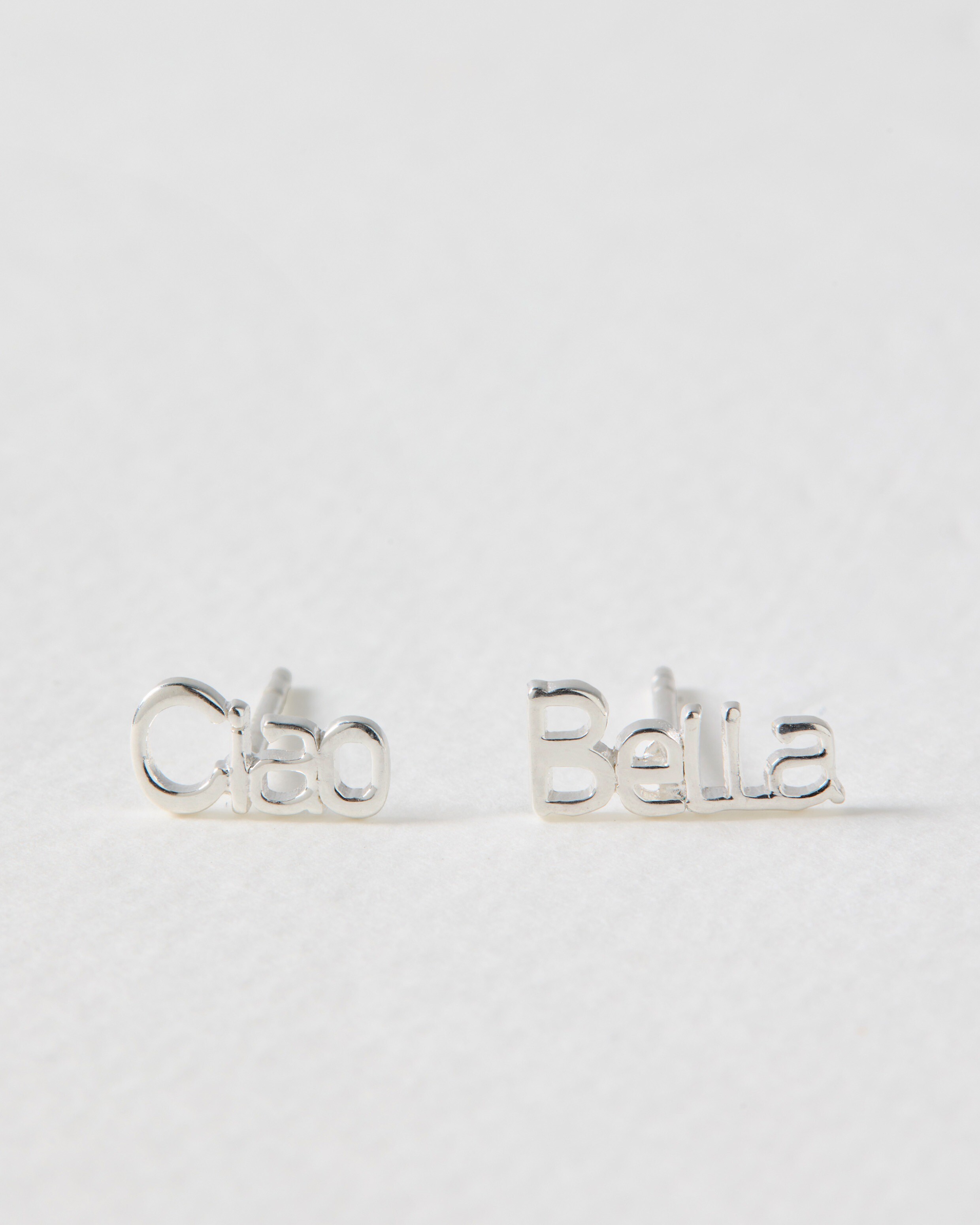 Ciao Bella Lettering Silver Stud Earrings