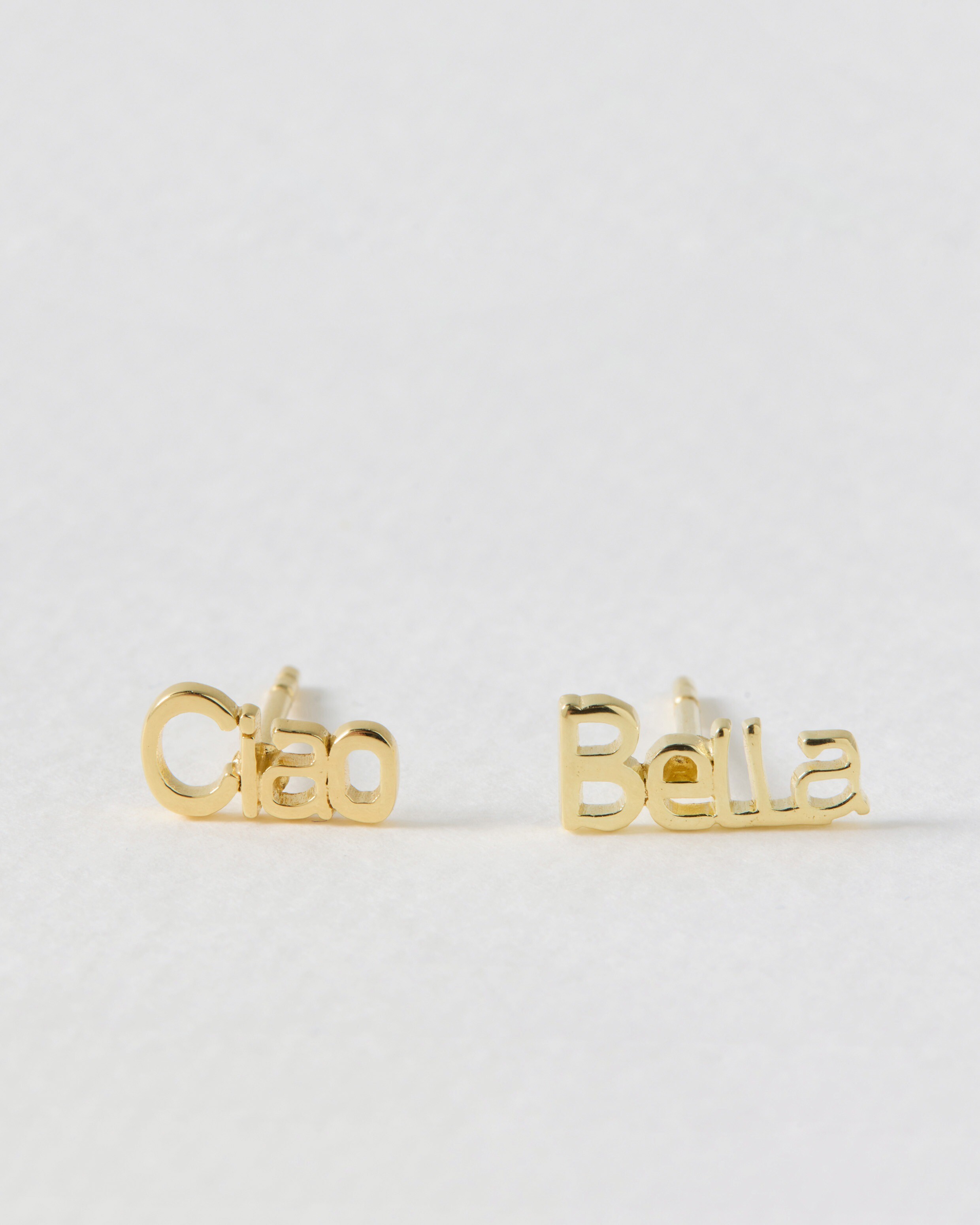 Ciao Bella Lettering Gold Plated Stud Earrings