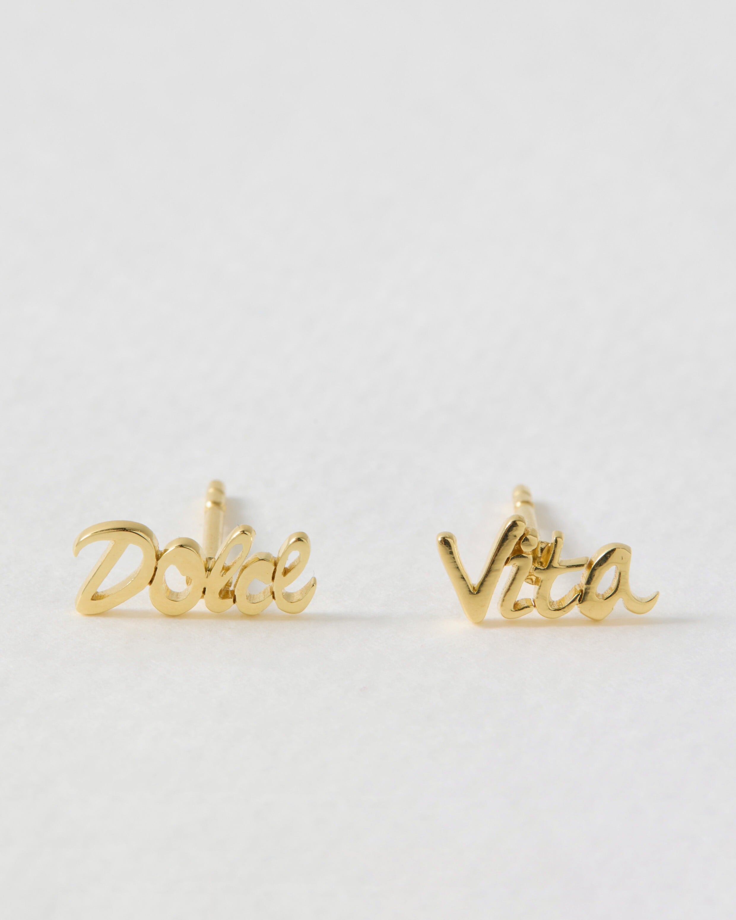 Dolce Vita Lettering Gold Plated Stud Earrings