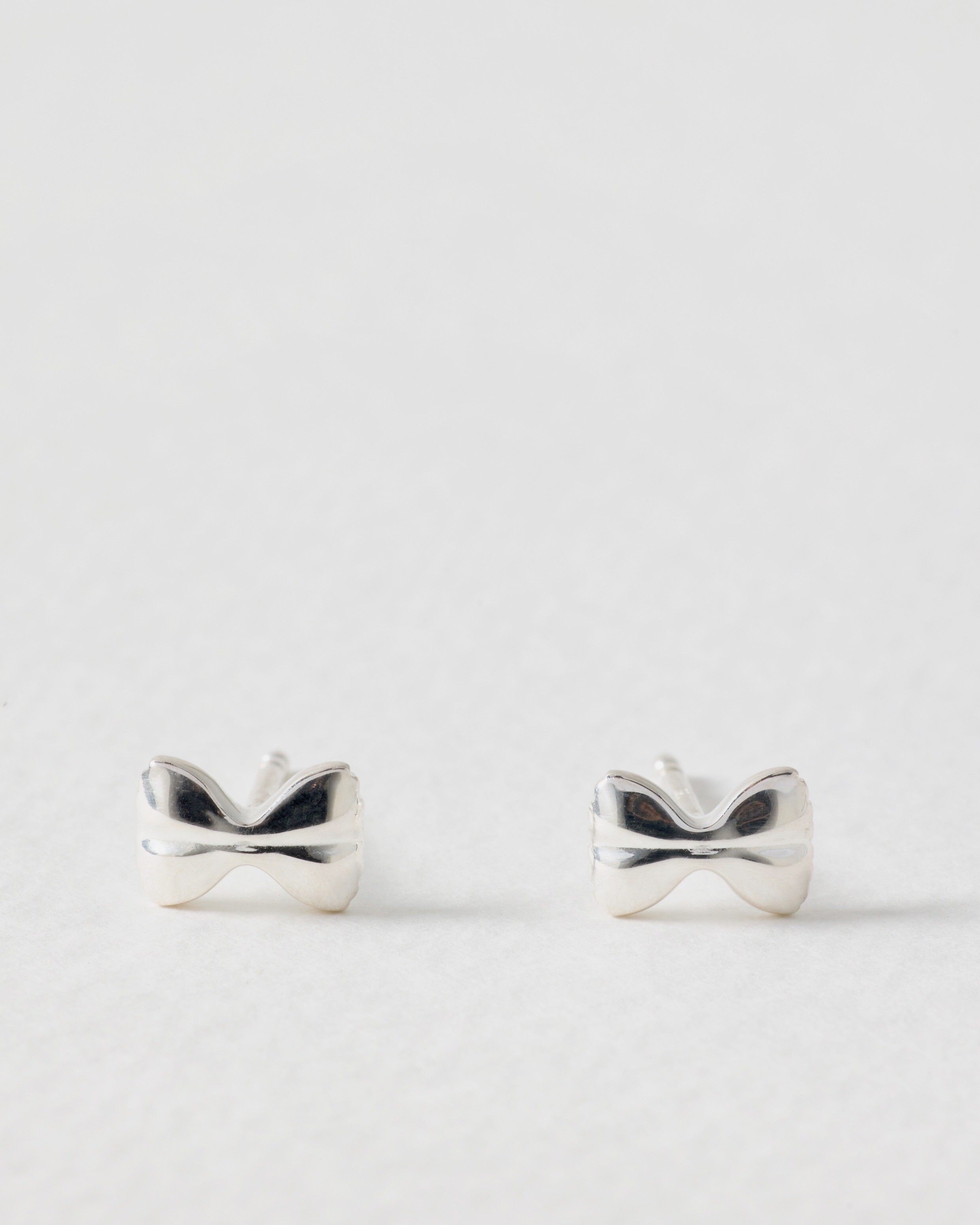 Farfalle Pasta Bow Silver Stud Earrings