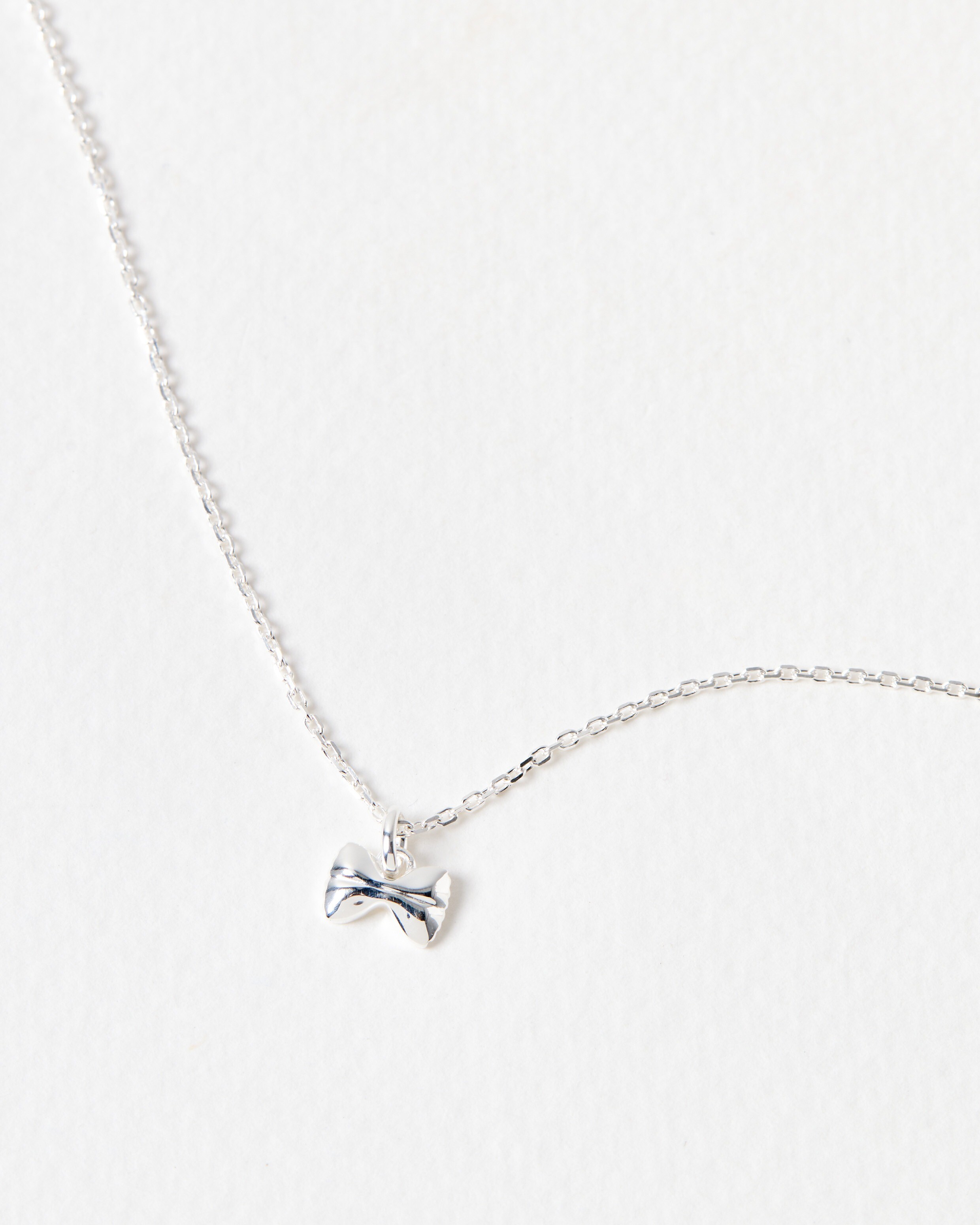 Farfalle Pasta Bow Charm Silver Pendant Necklace