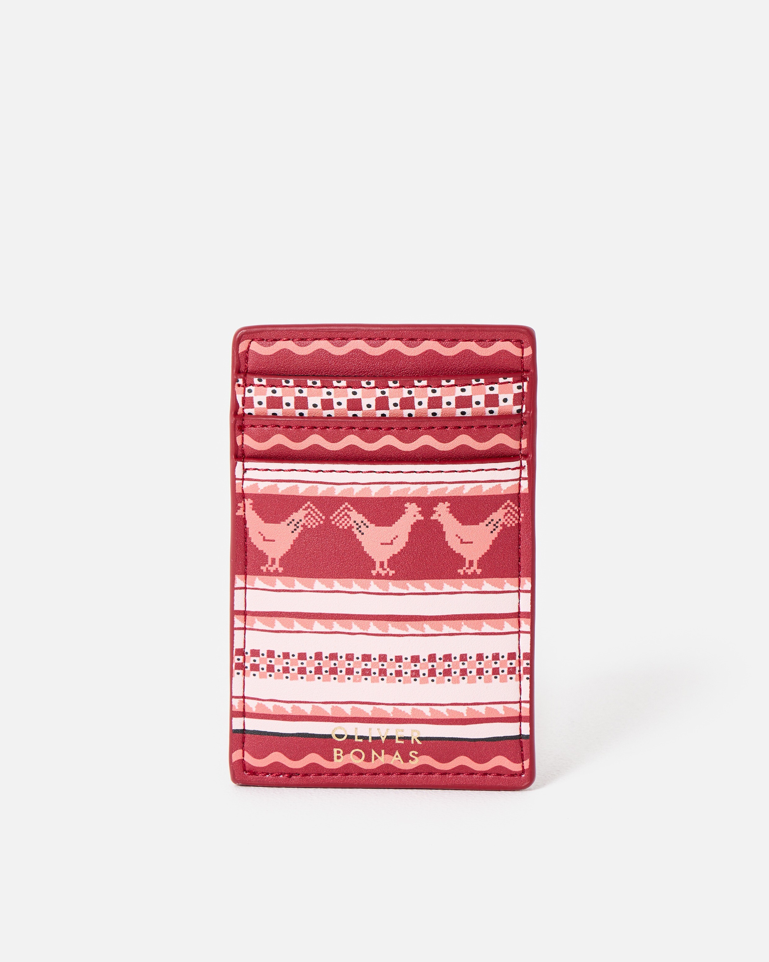 Red Fair Isle Chicken Card Holder