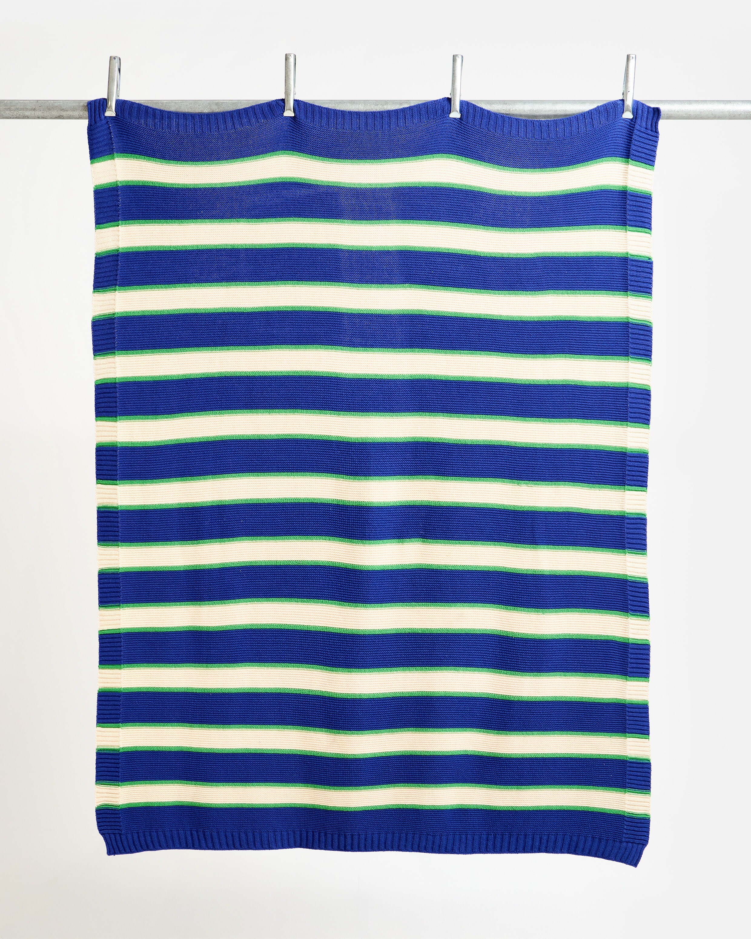Blue & White Striped Knitted Throw