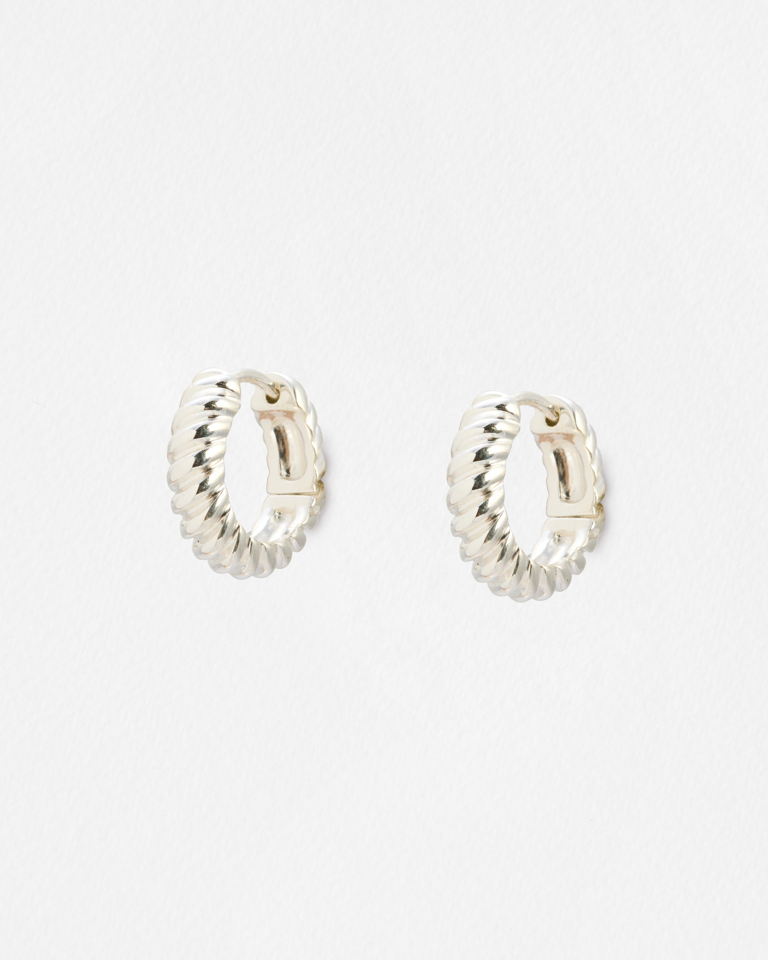 Eloise Twist Textured Silver Plated Clicker Hoop Earrings