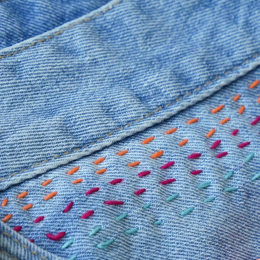 How to: Repair a Hole in JEANS, Sashiko Hand Sewing