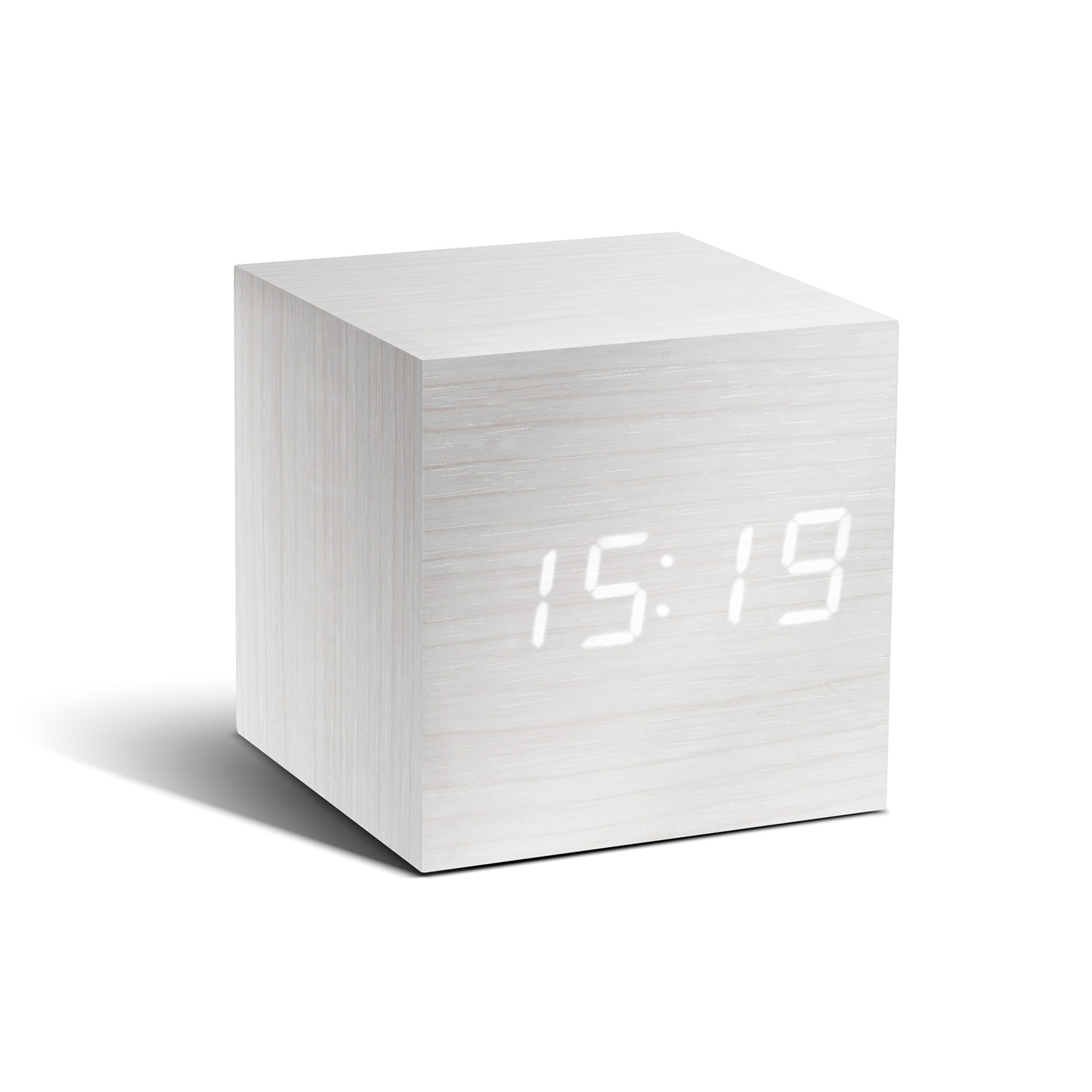 White Click Clock Cube Oliver Bonas US