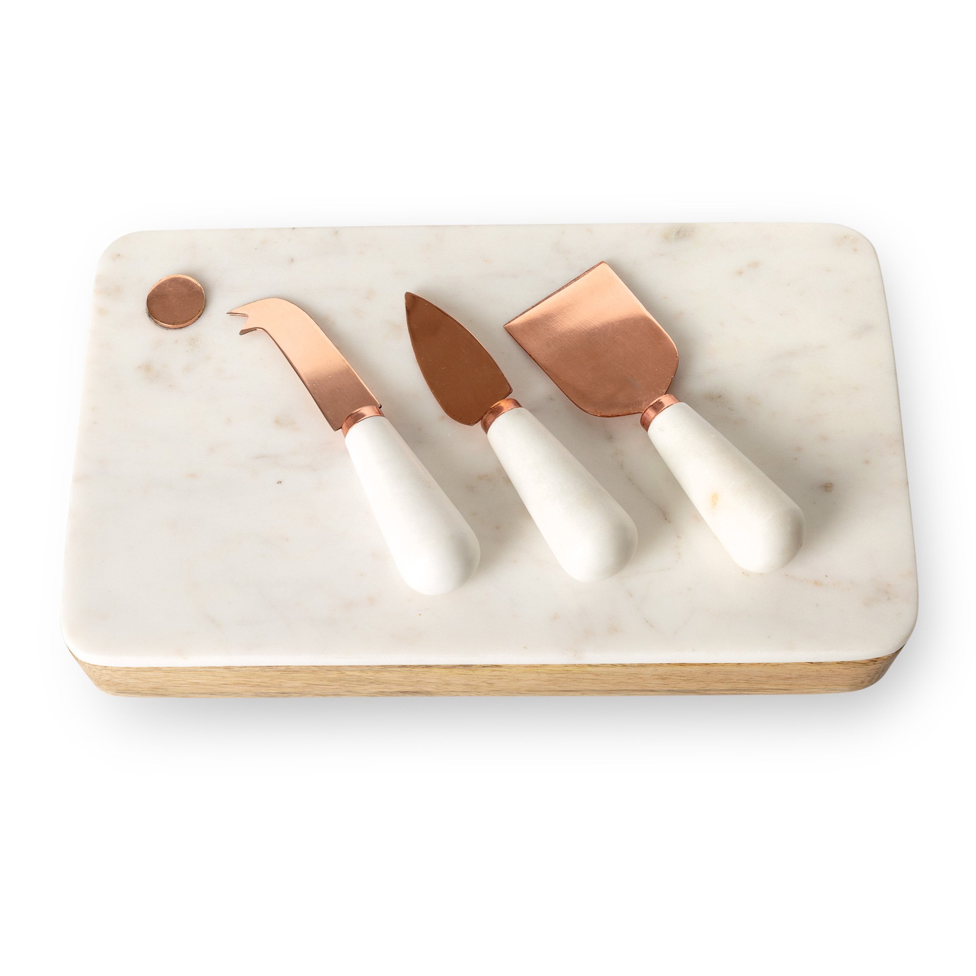 Marble Cheese Board with Set of Three Knives Oliver Bonas