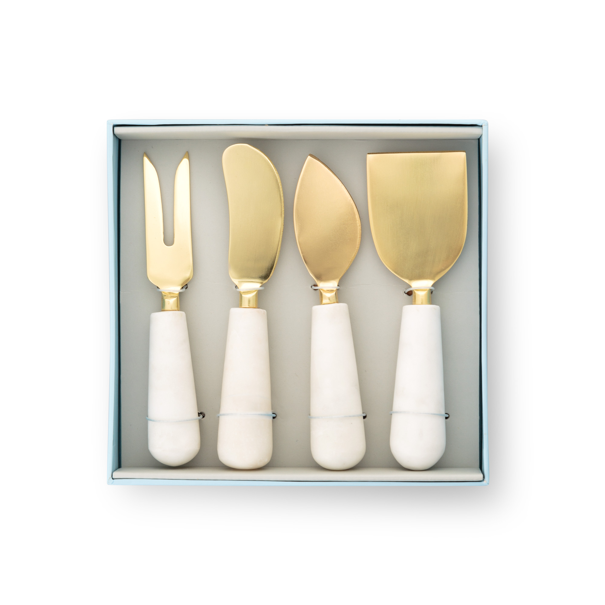 Set of Four Marble & Gold Cheese Knives Oliver Bonas