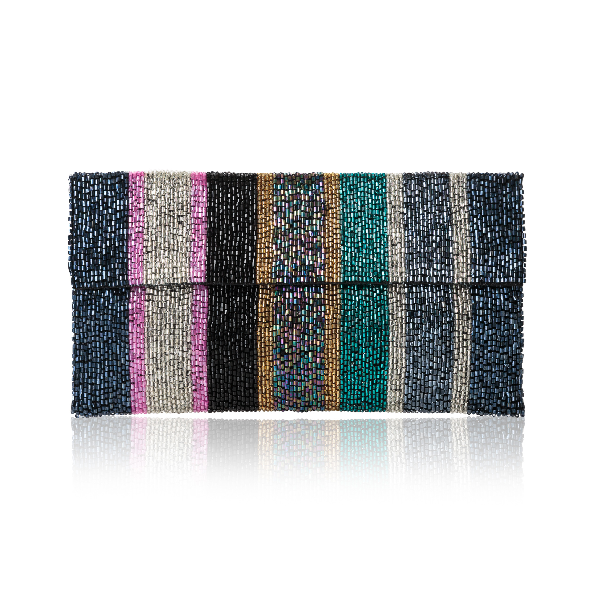 Disco Striped Beaded Clutch Bag Oliver Bonas